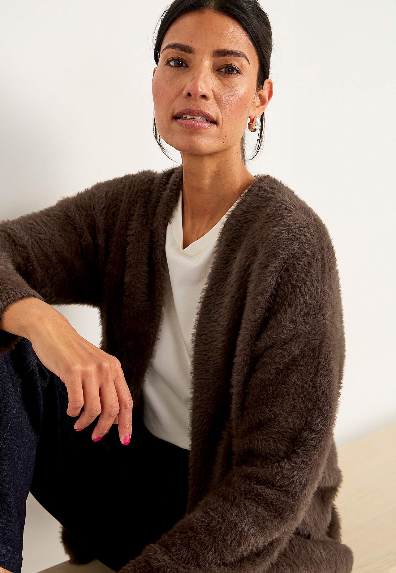Strikket, åpen cardigan