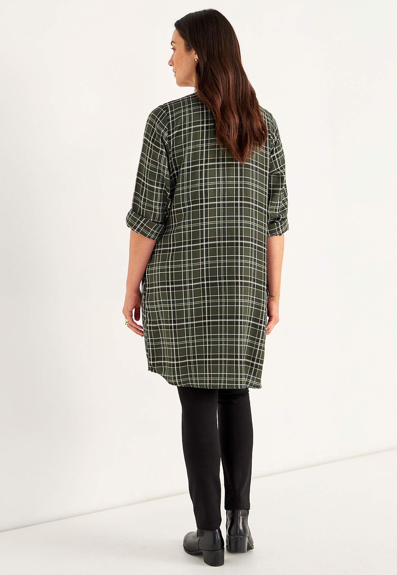 Vevet skjortekjole med lommer