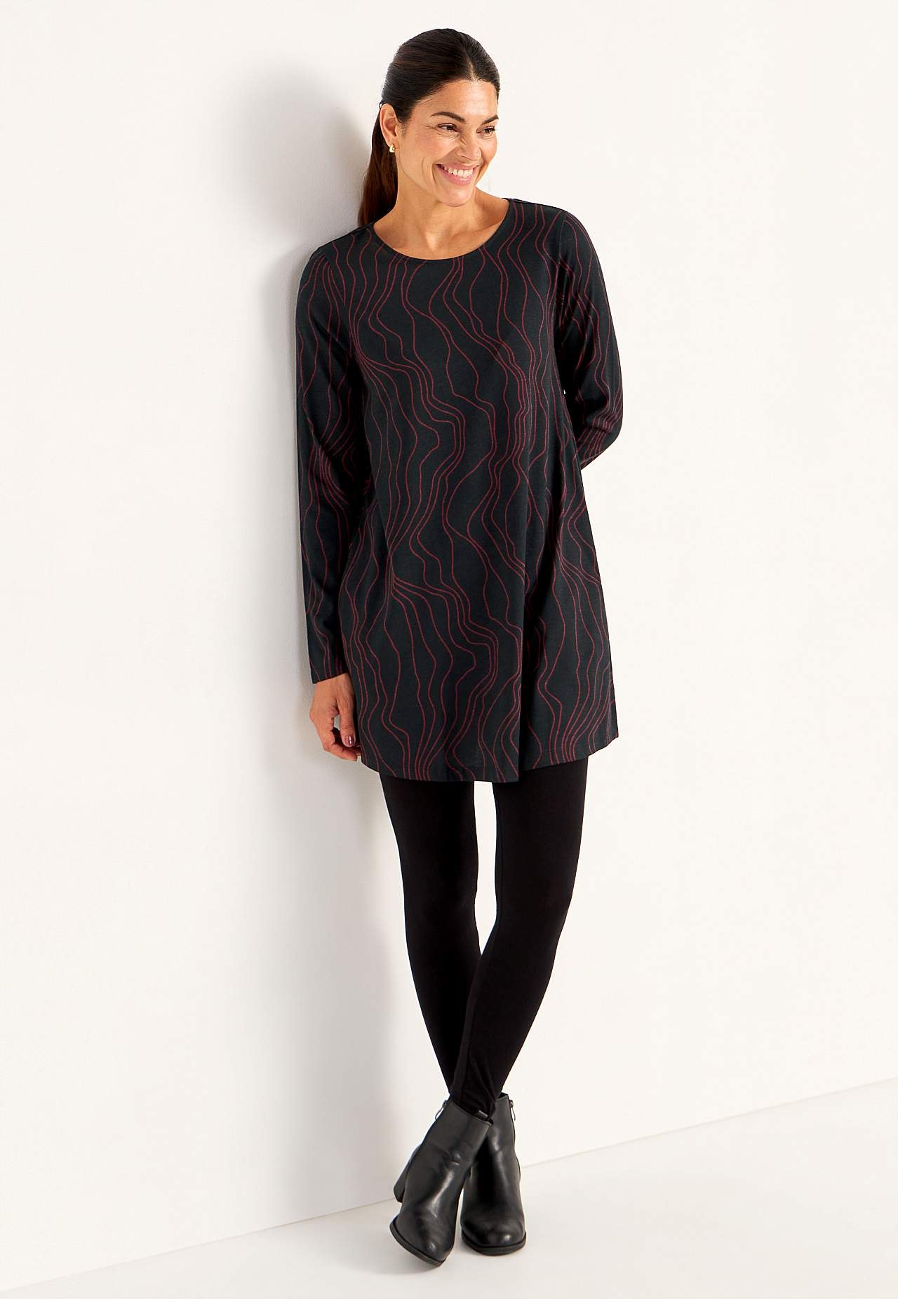 Mønstret jerseytunika med lommer