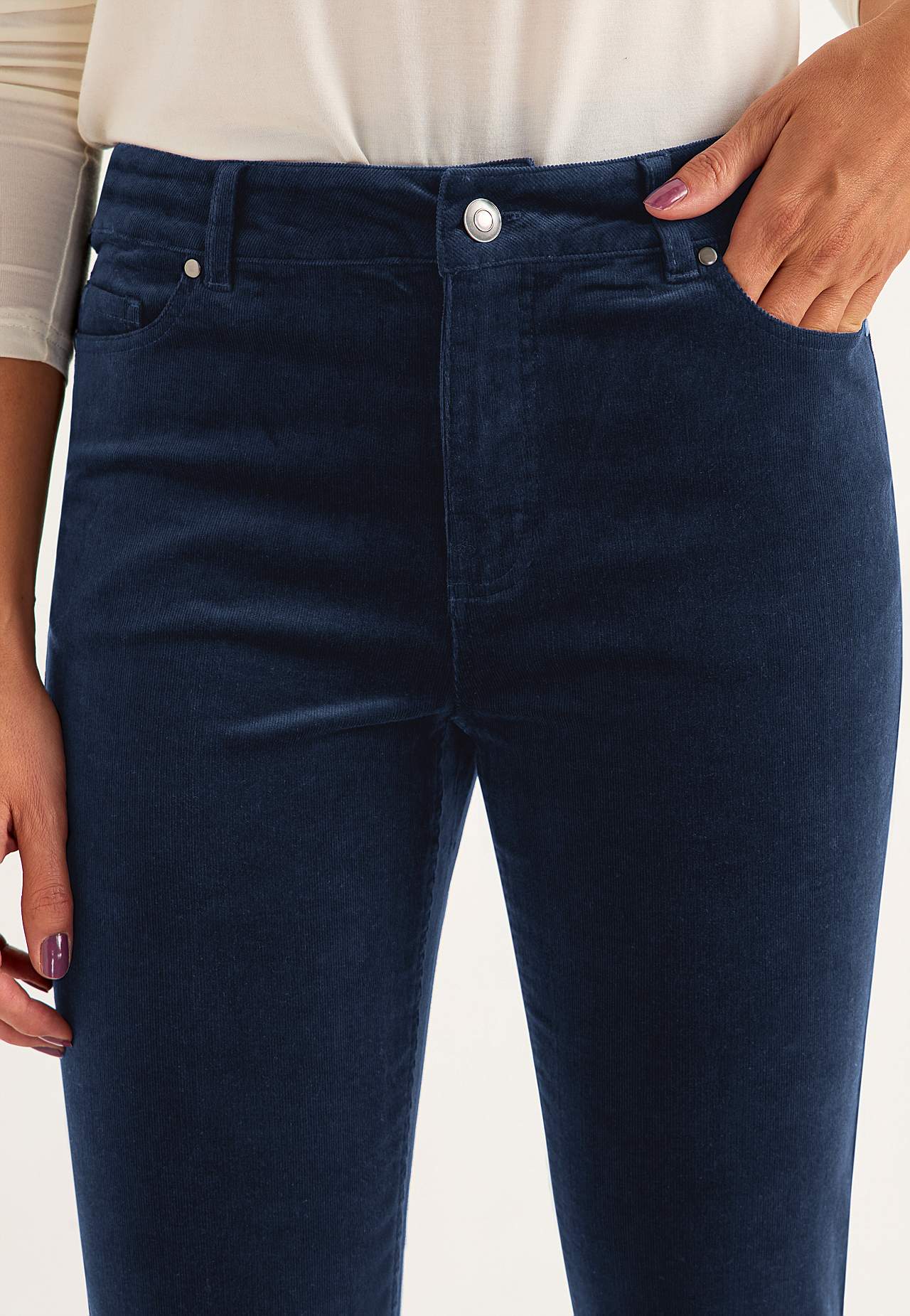 Stretchy kordfløyelsbukse med rette ben