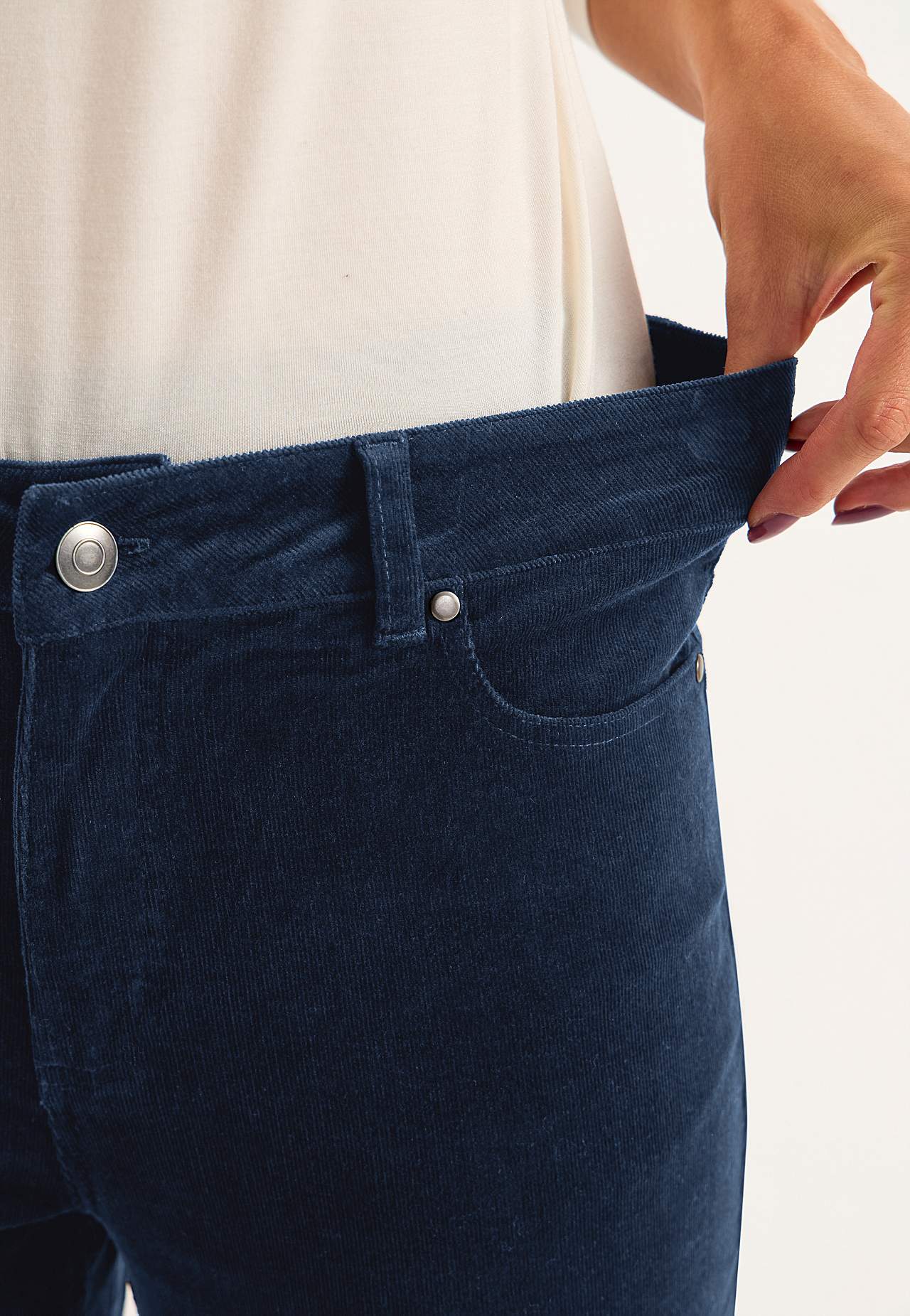 Stretchy kordfløyelsbukse med rette ben