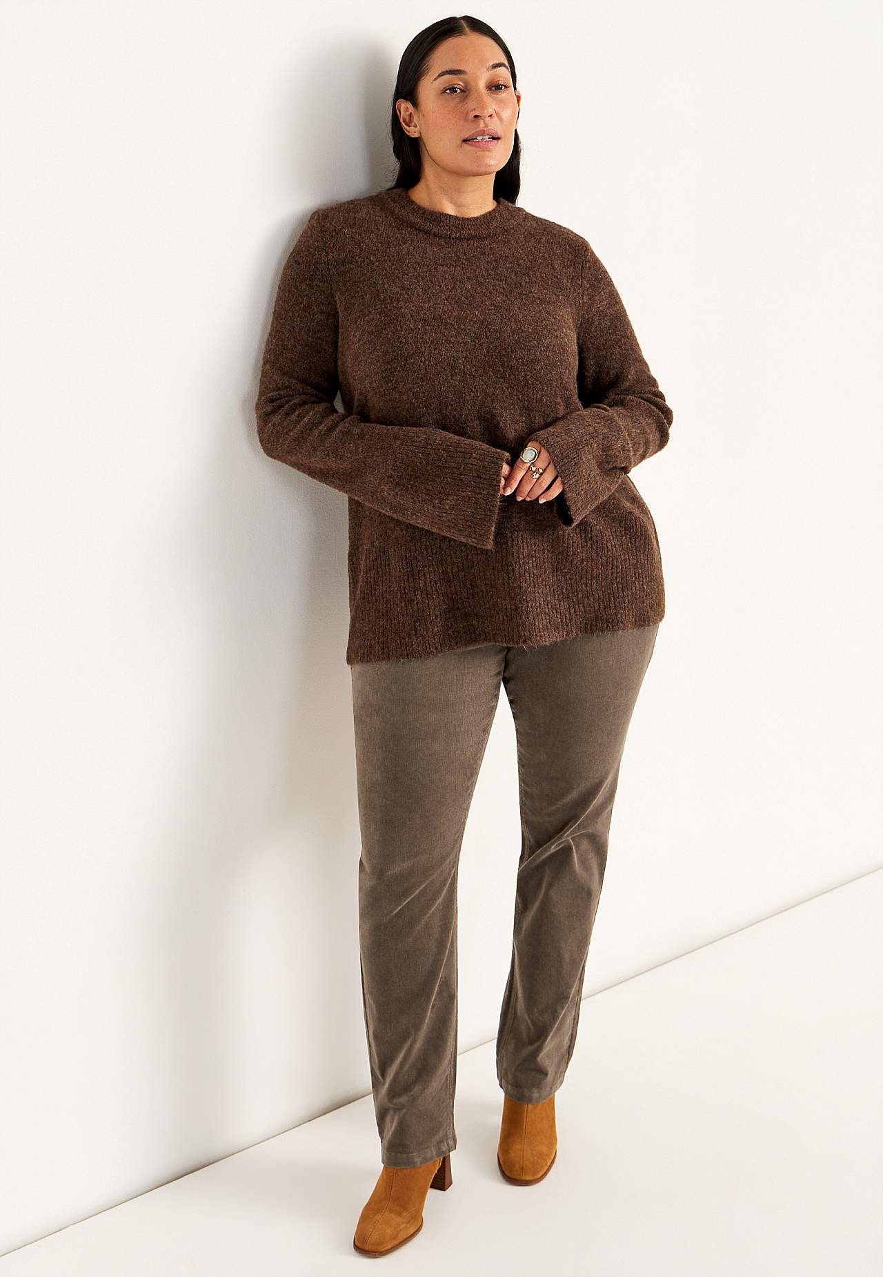 Stretchy kordfløyelsbukse med rette ben