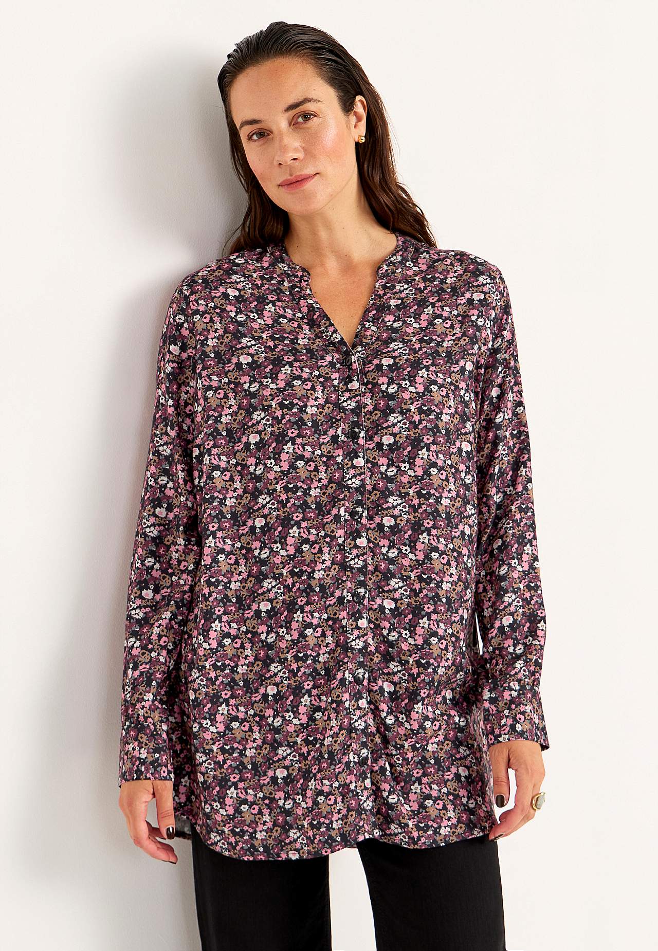 Vevet tunika med knapper