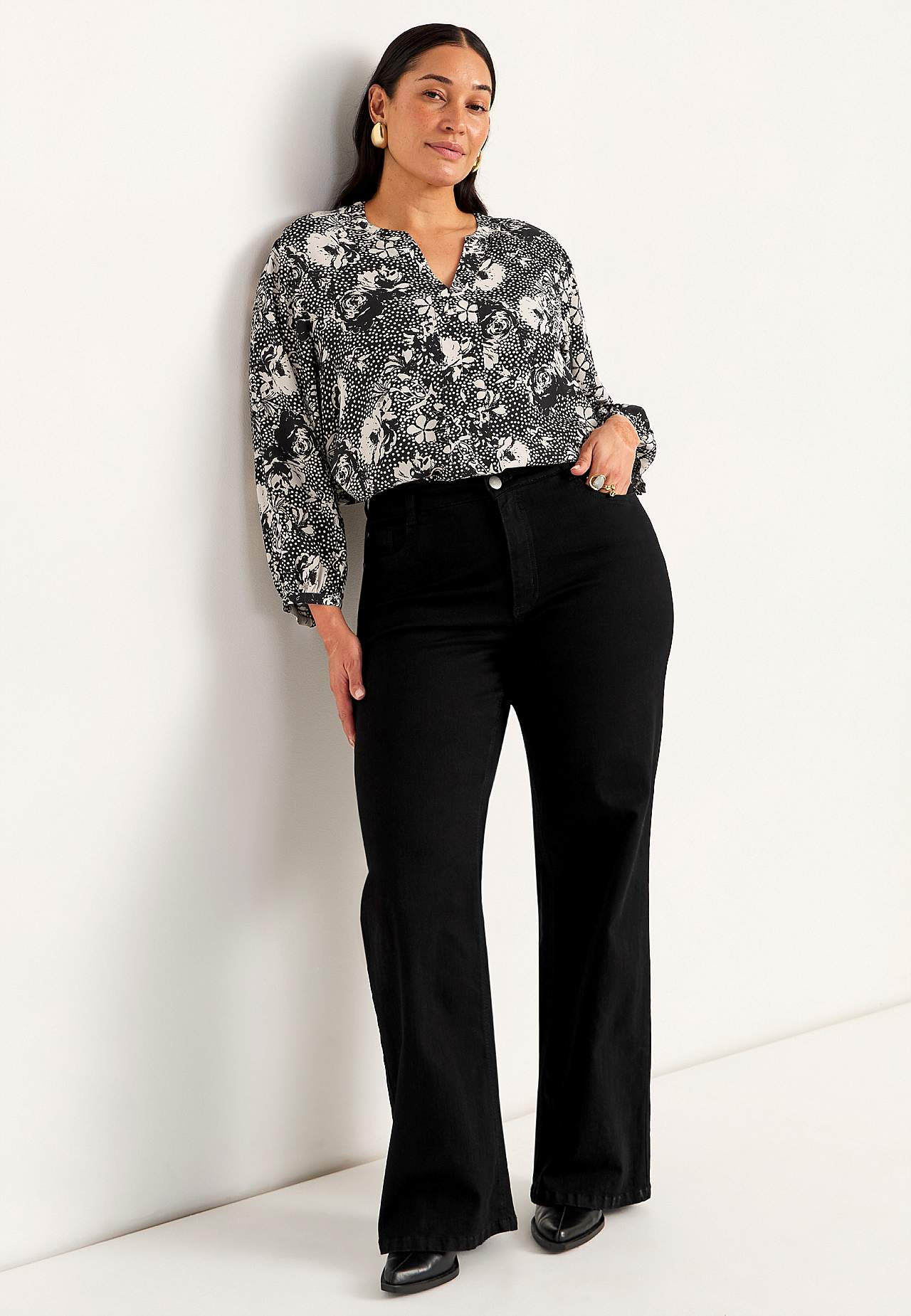 Vevet, mønstret bluse