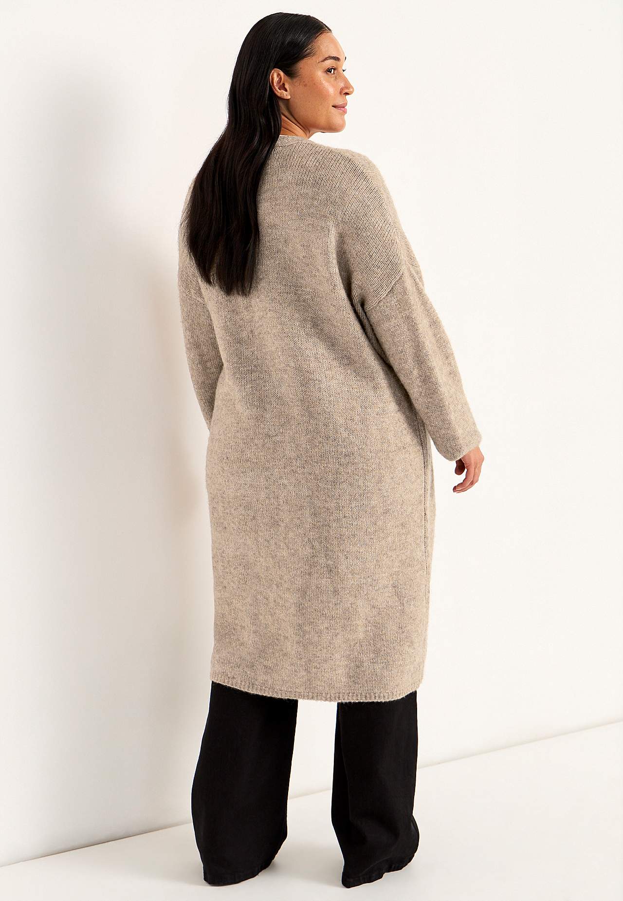Strikket, lang cardigan
