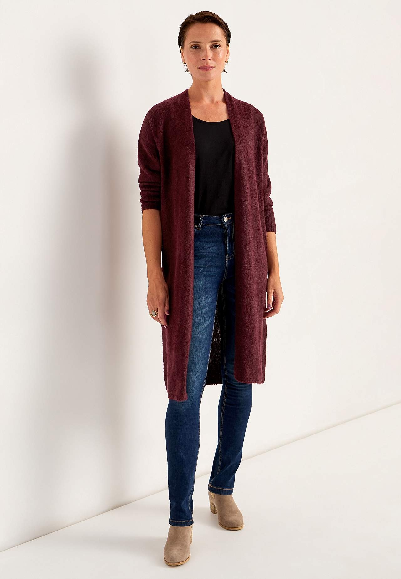 Strikket, lang cardigan