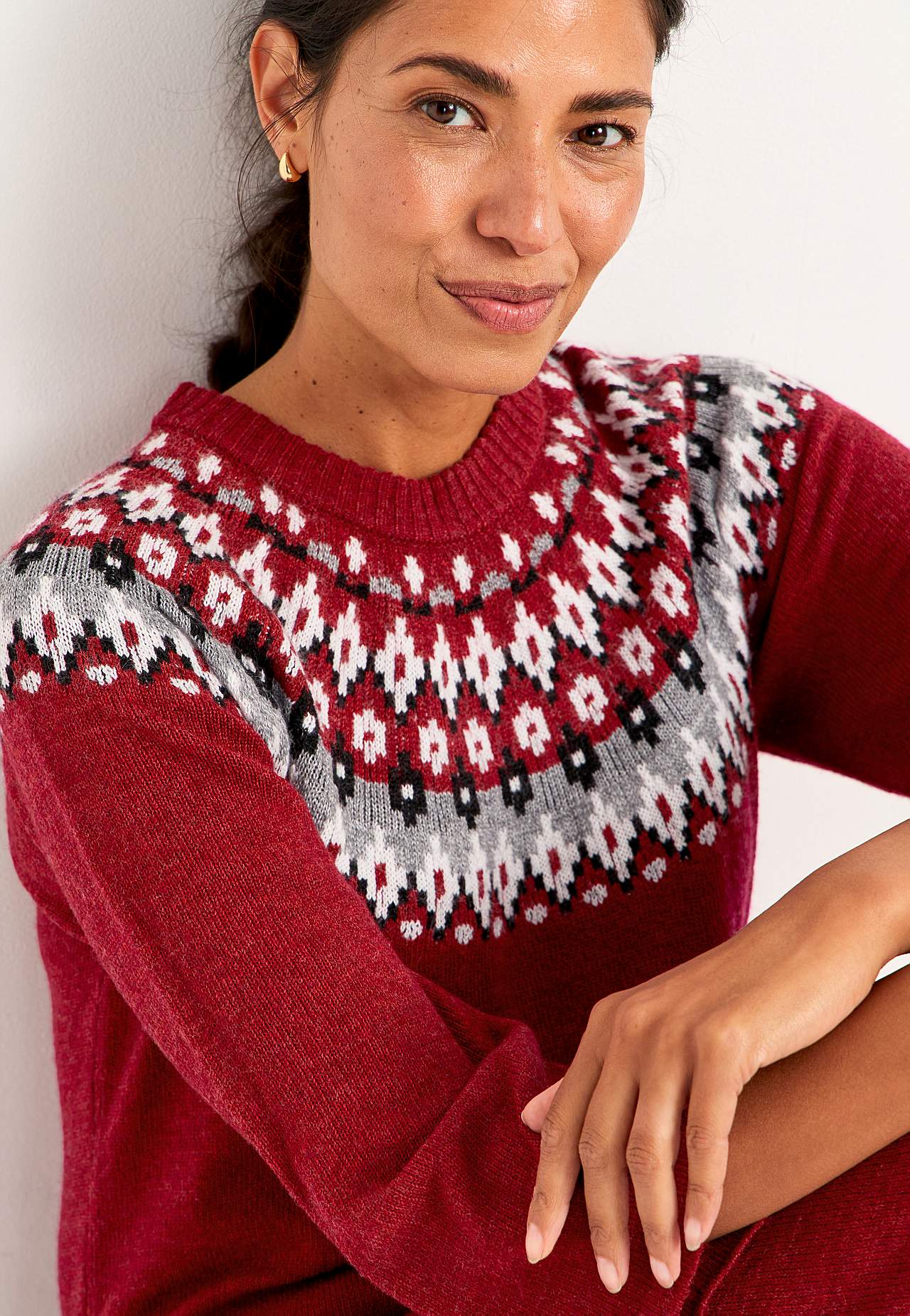 Strikket, jacquard-mønster kjole