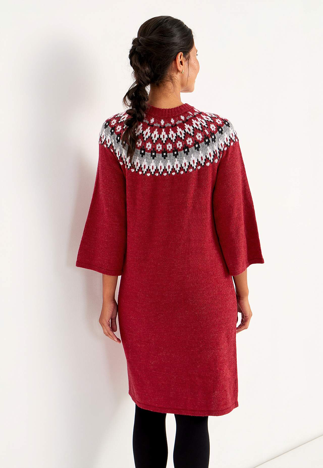 Strikket, jacquard-mønster kjole