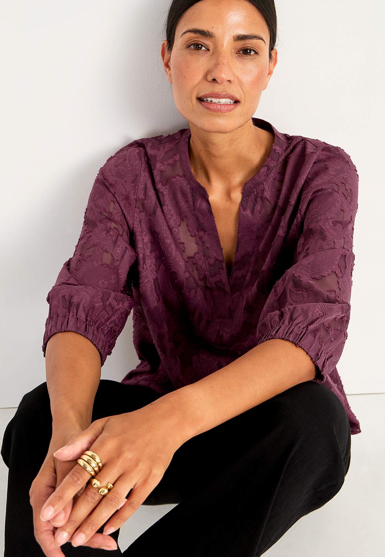 Jacquardvevd, skir bluse