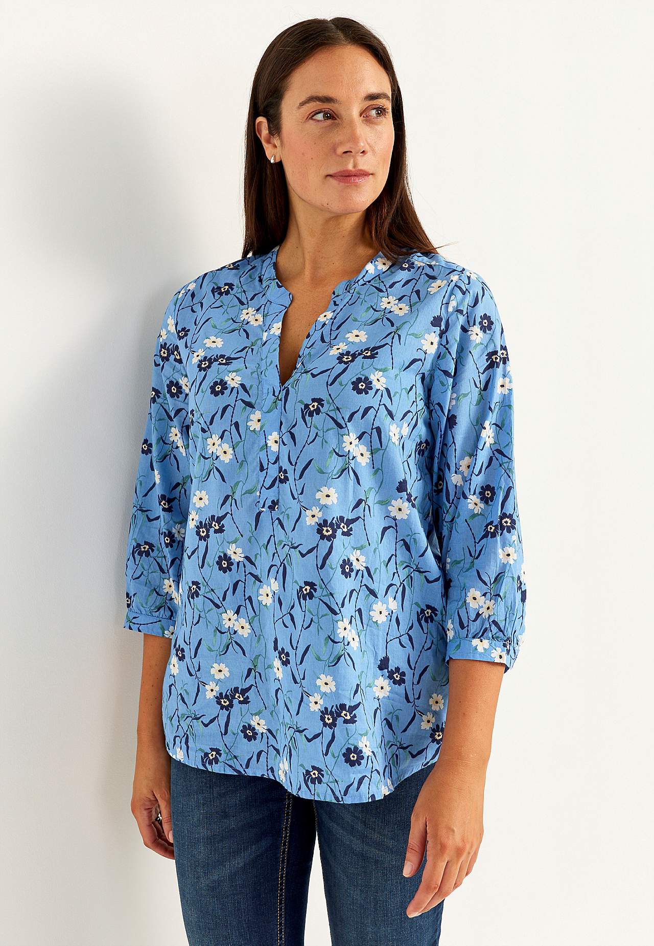 Vevet tunika med et blomstermønster