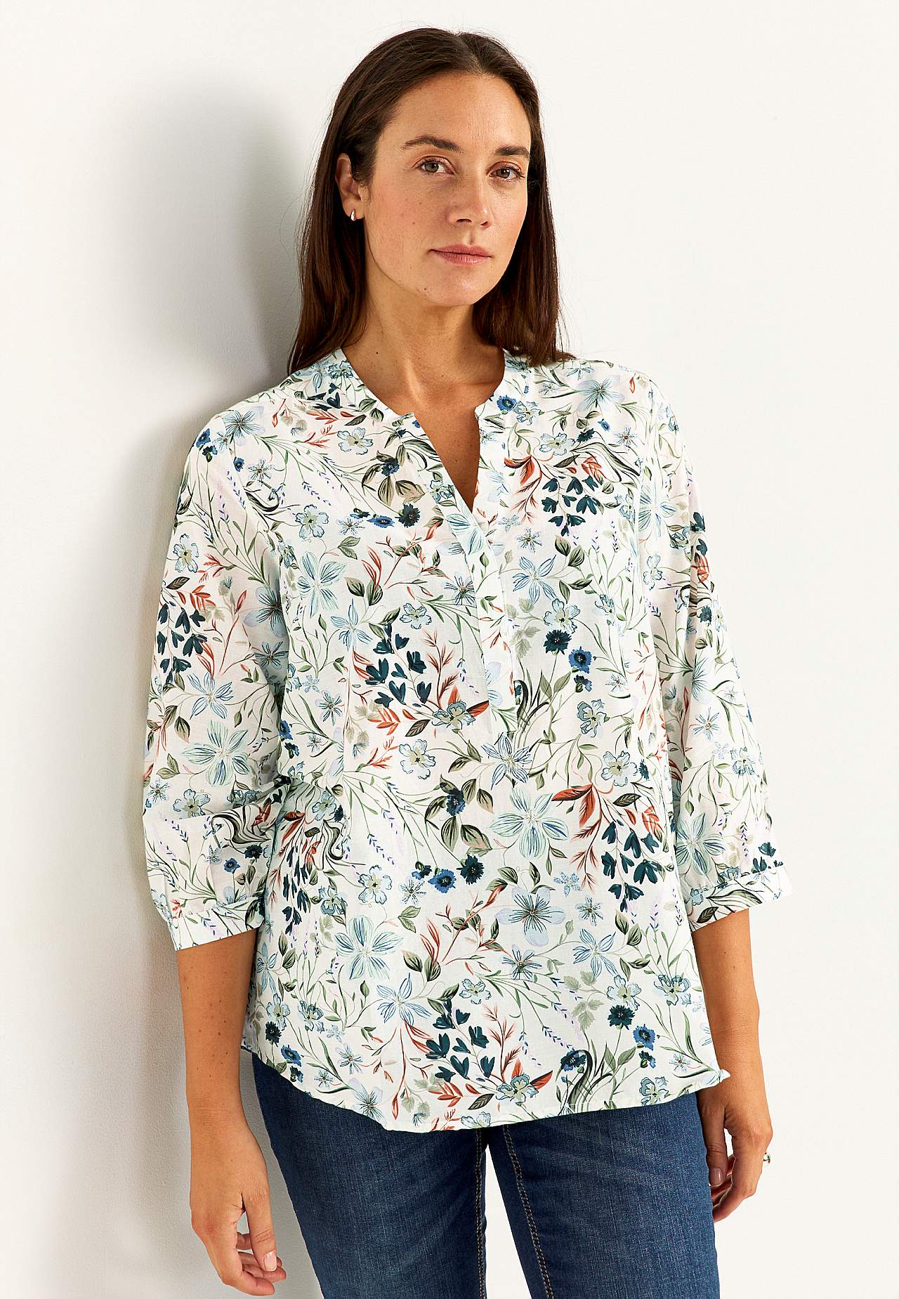 Vevet tunika med et blomstermønster