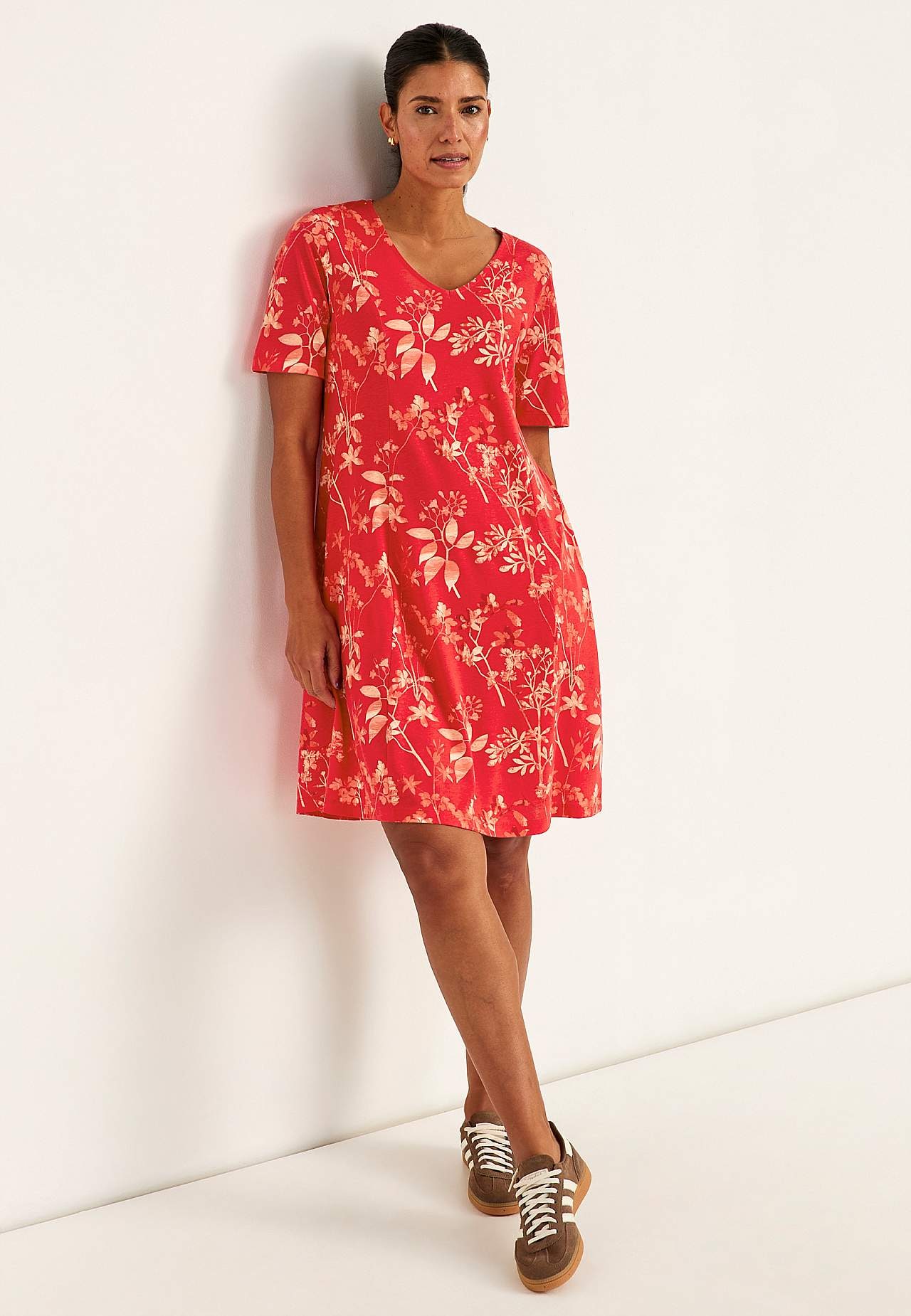 Mønstret Jersey-kjole med lommer