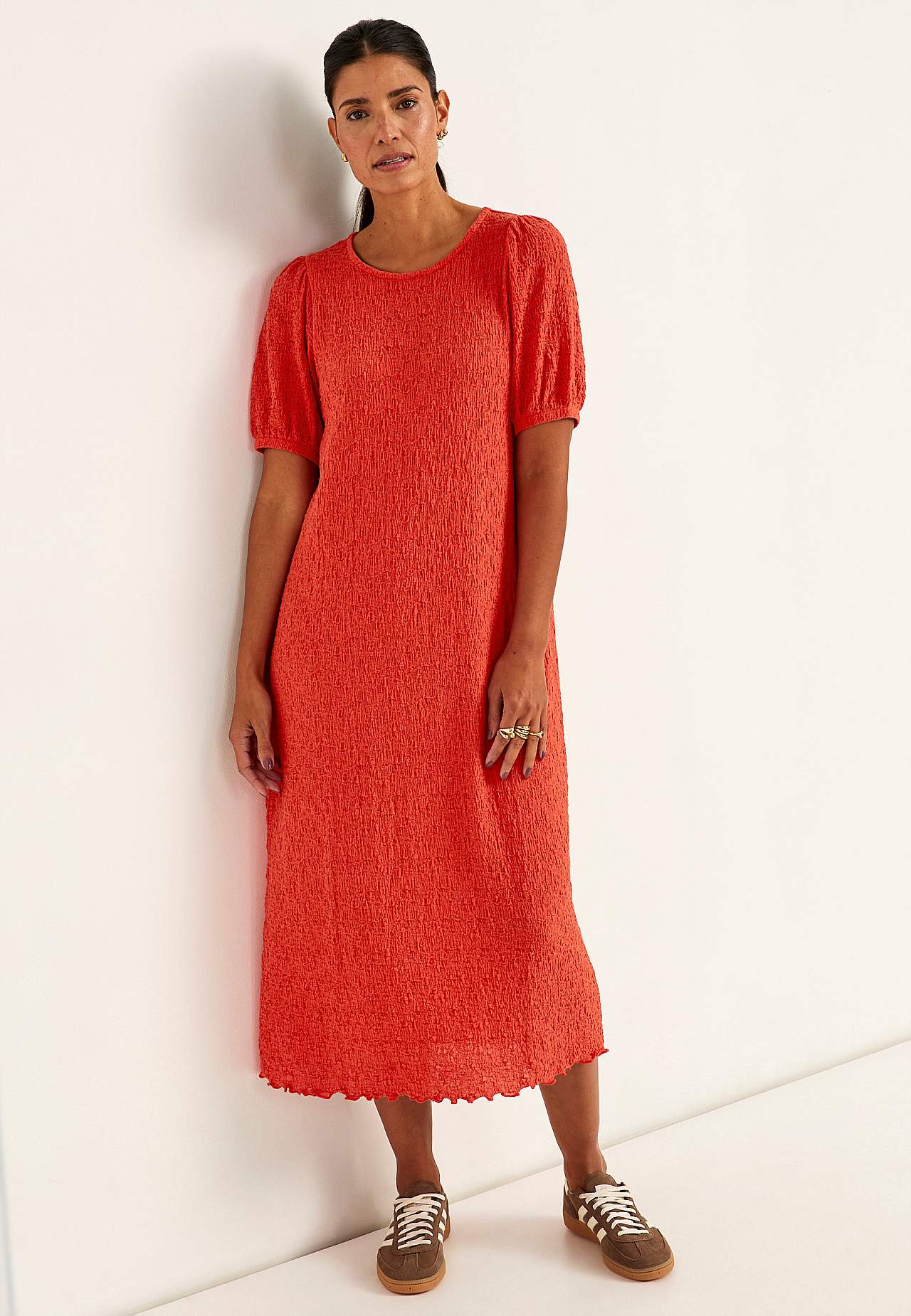 Jersey-kjole med struktur