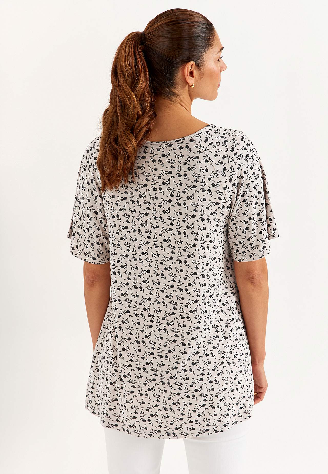 Jerseytunika med et blomstermønster