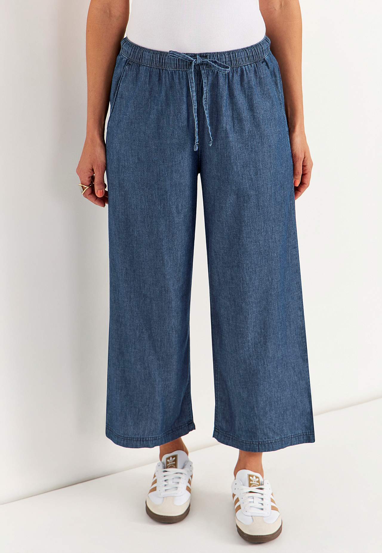 Culottebukse i myk, luftig denim