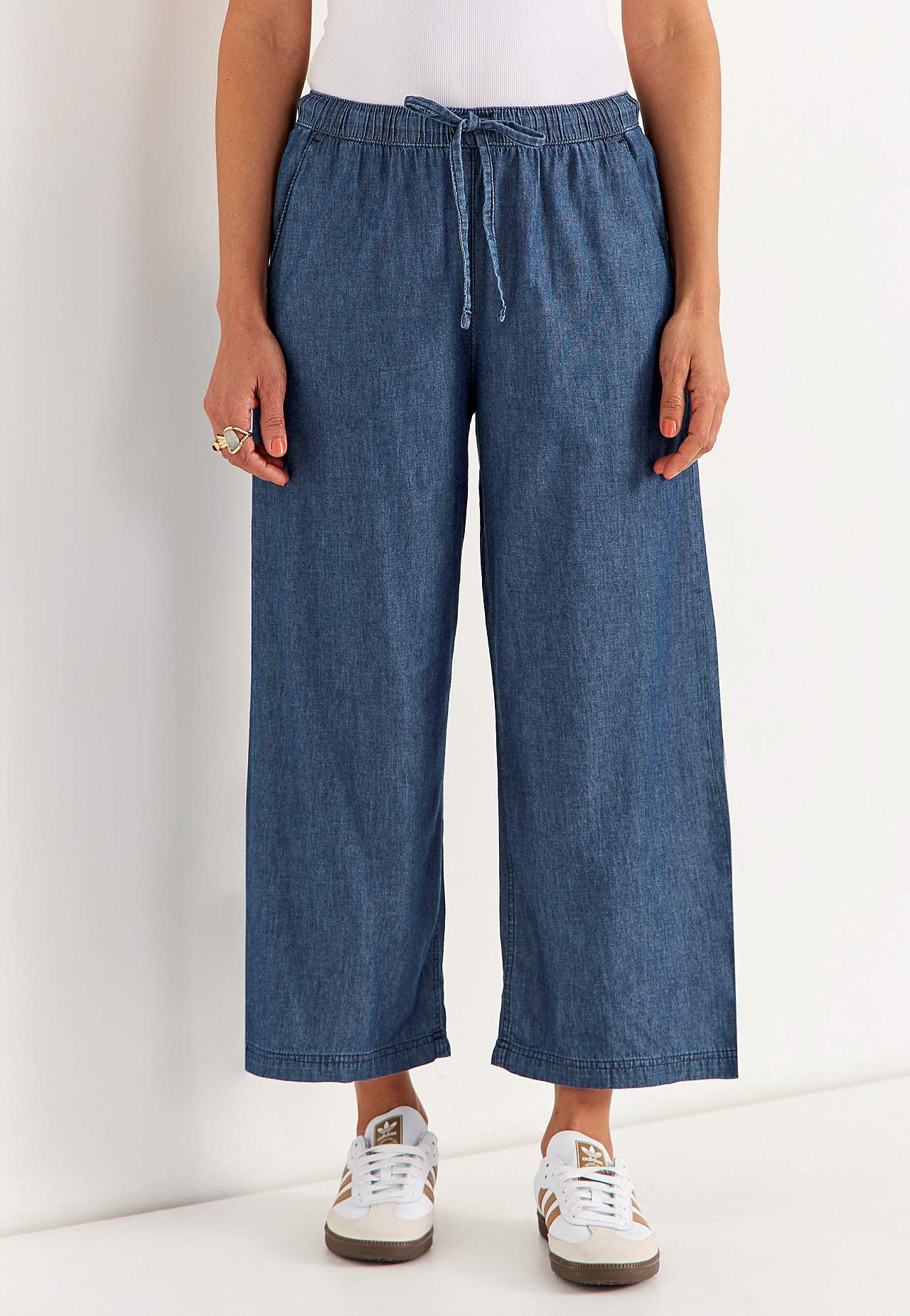 Culottebukse i myk, luftig denim