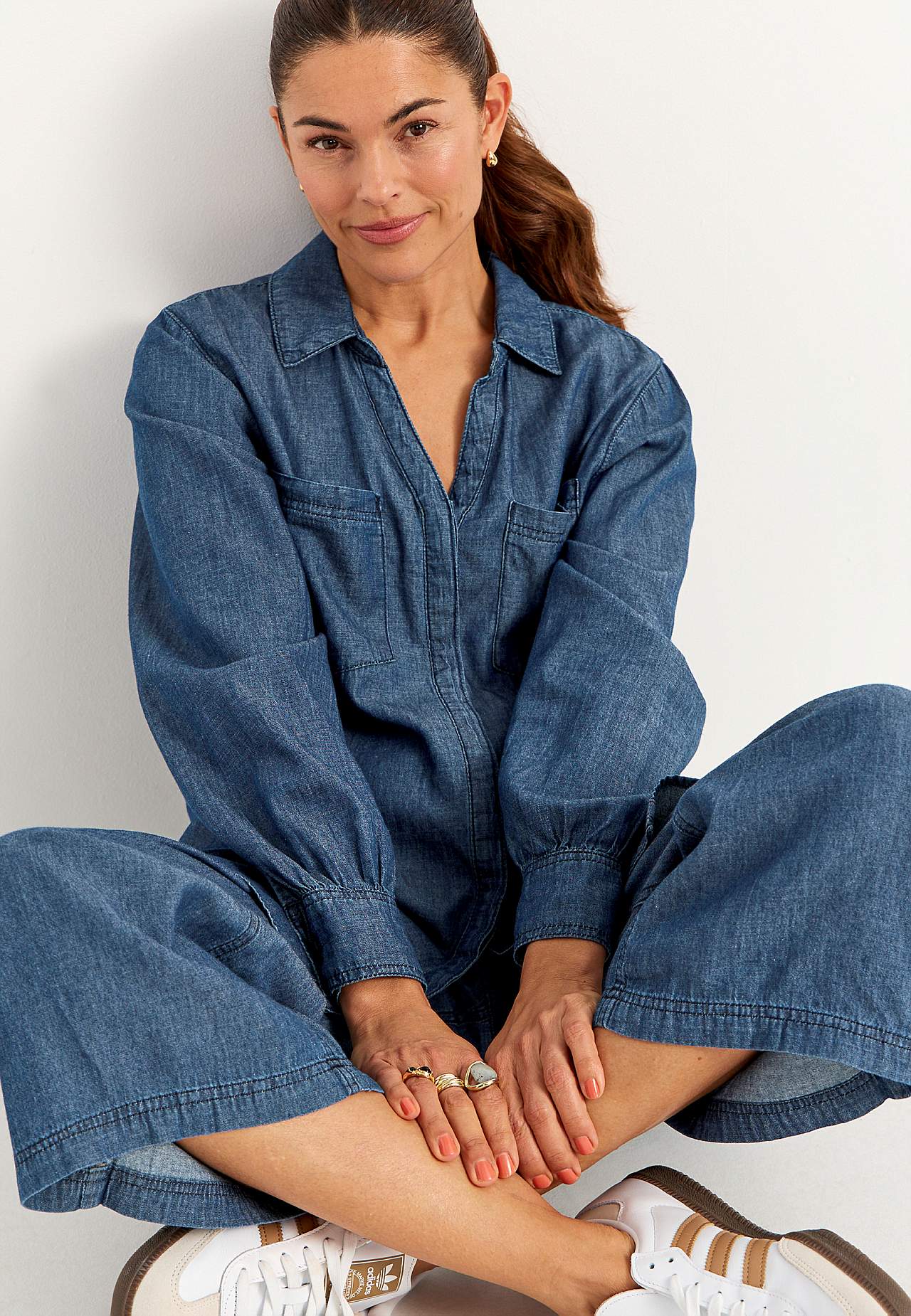 Culottebukse i myk, luftig denim