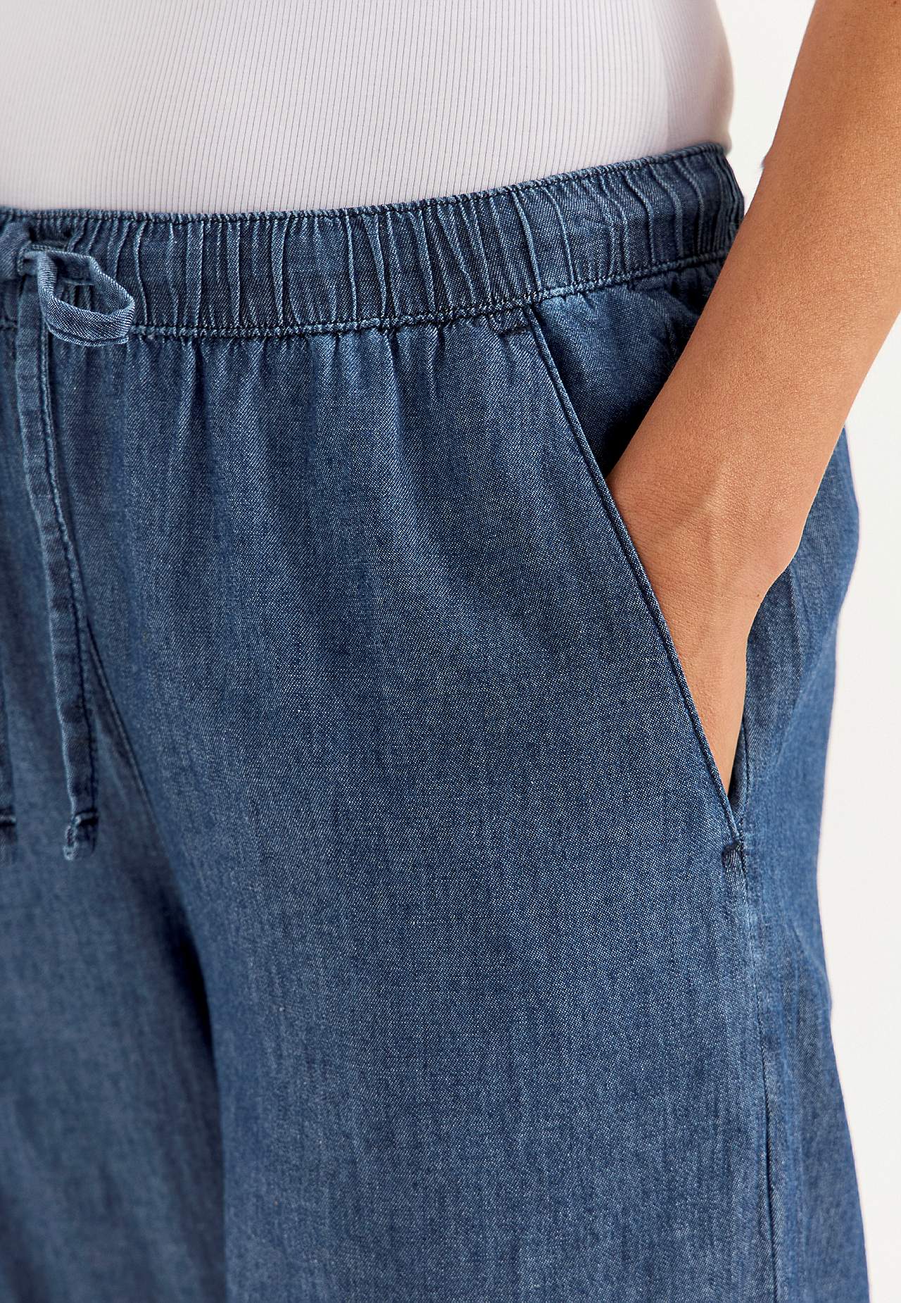 Culottebukse i myk, luftig denim