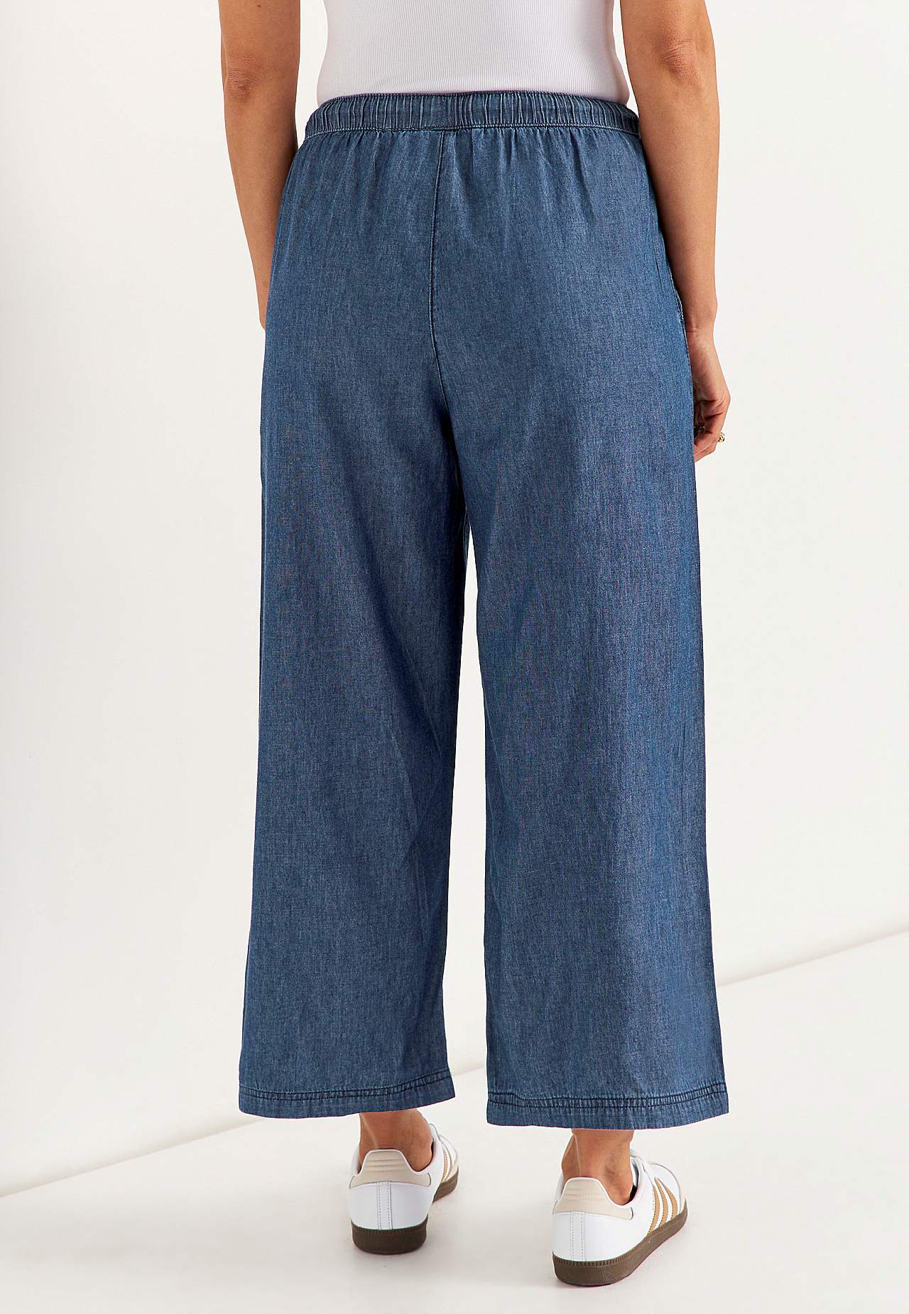 Culottebukse i myk, luftig denim