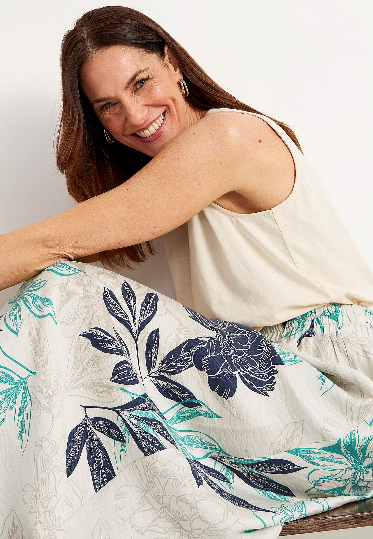 Blomstret skjørt med lommer