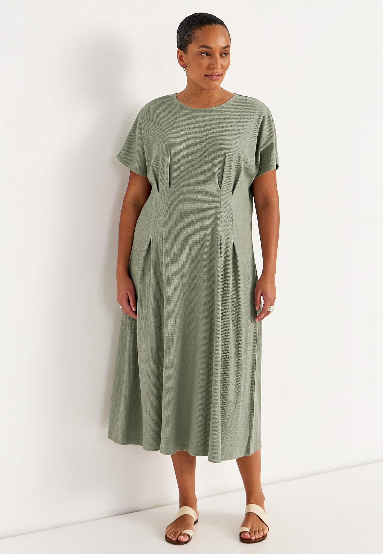 Kjole i rynket bomullsjersey