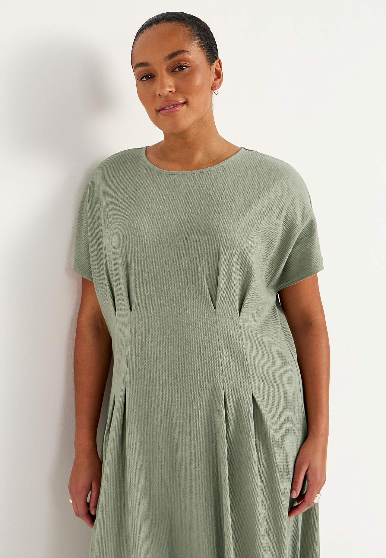 Kjole i rynket bomullsjersey