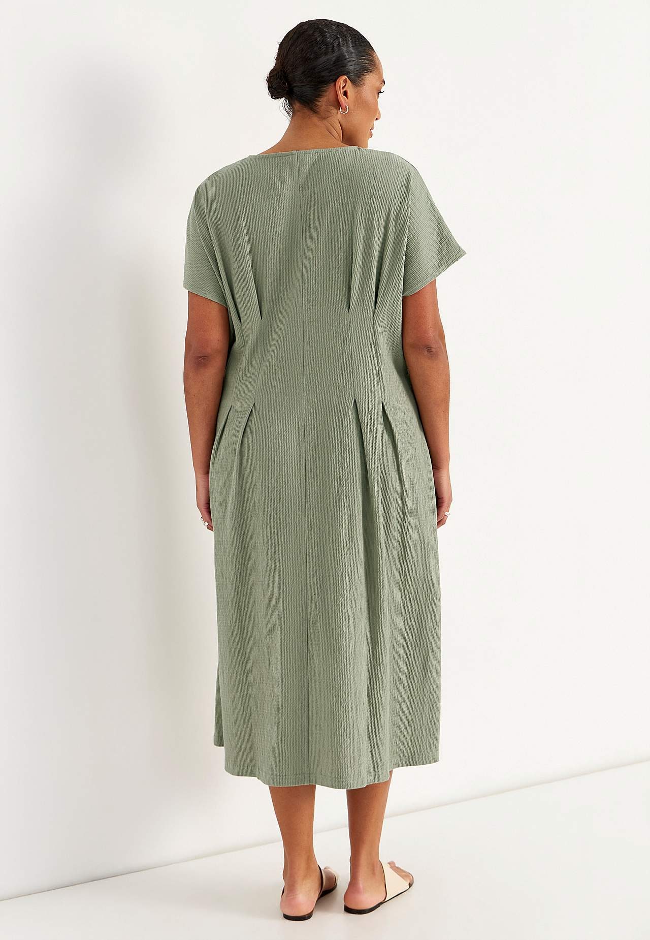 Kjole i rynket bomullsjersey