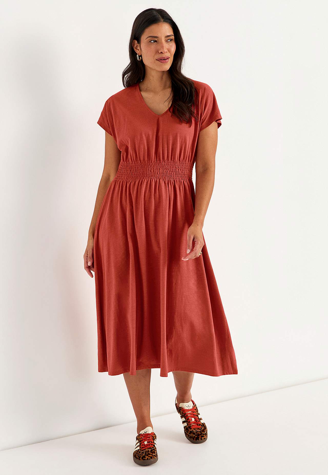 Jersey-kjole med vaffelsøm