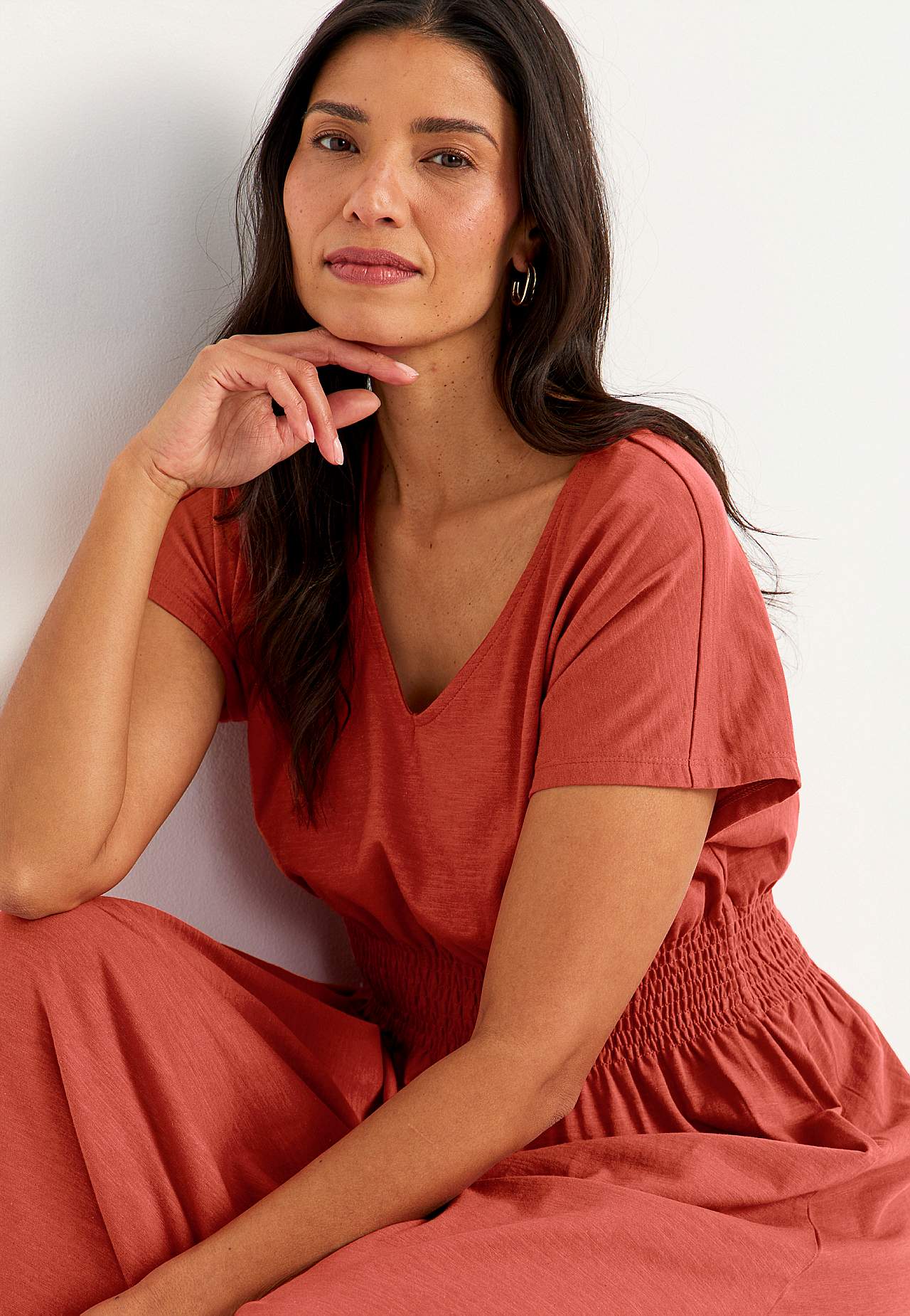 Jersey-kjole med vaffelsøm