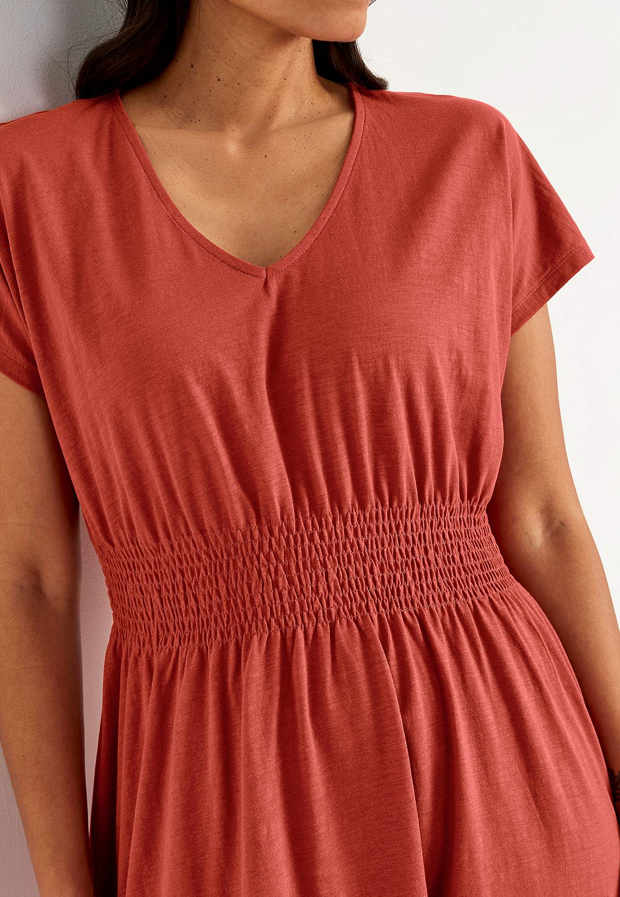 Jersey-kjole med vaffelsøm