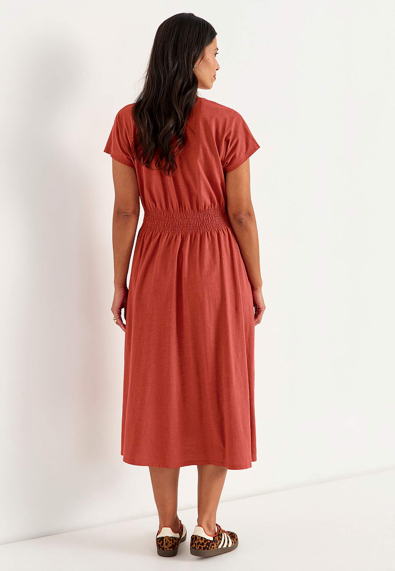 Jersey-kjole med vaffelsøm