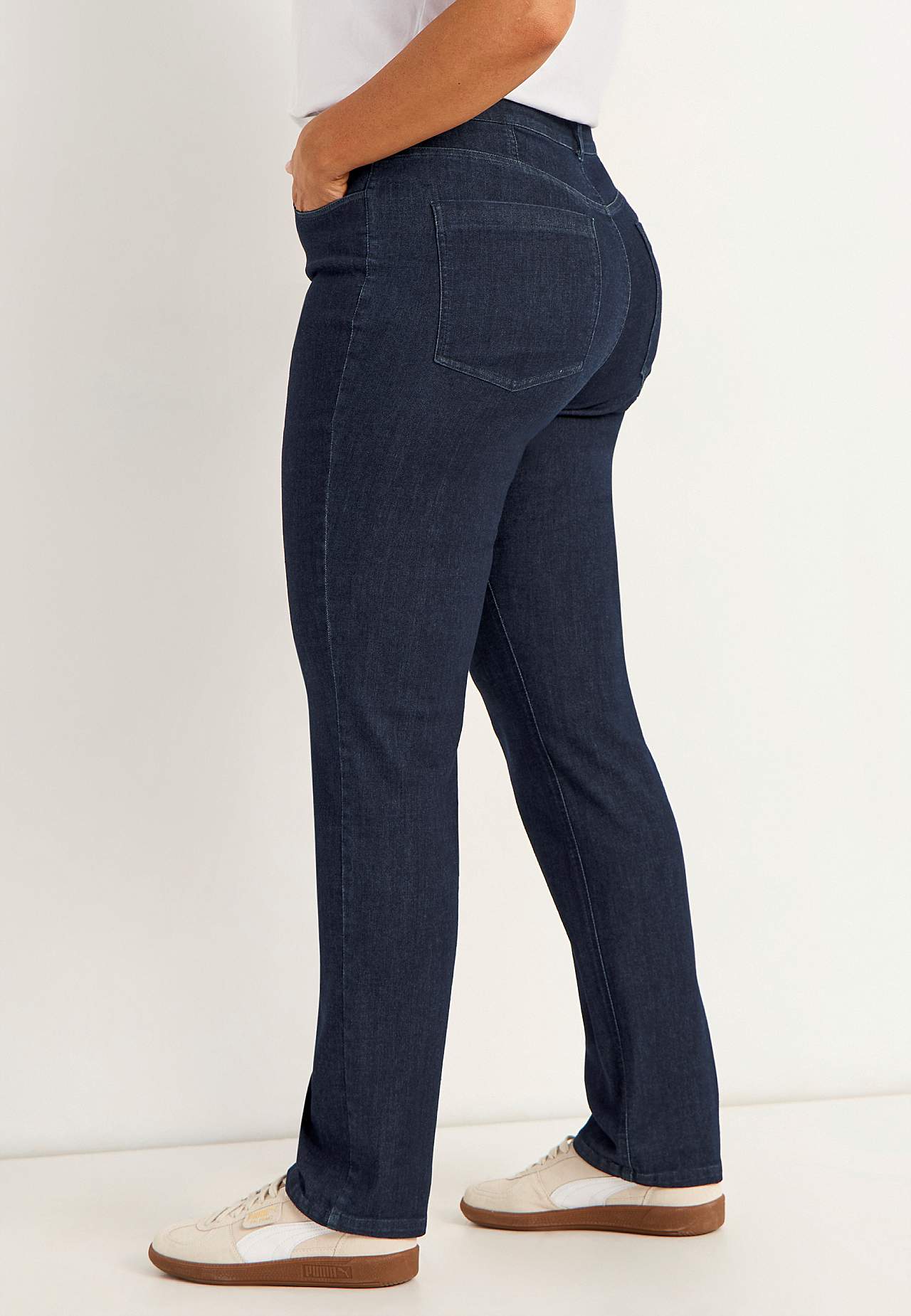 Rette jeans i superstretch denim - to lengder