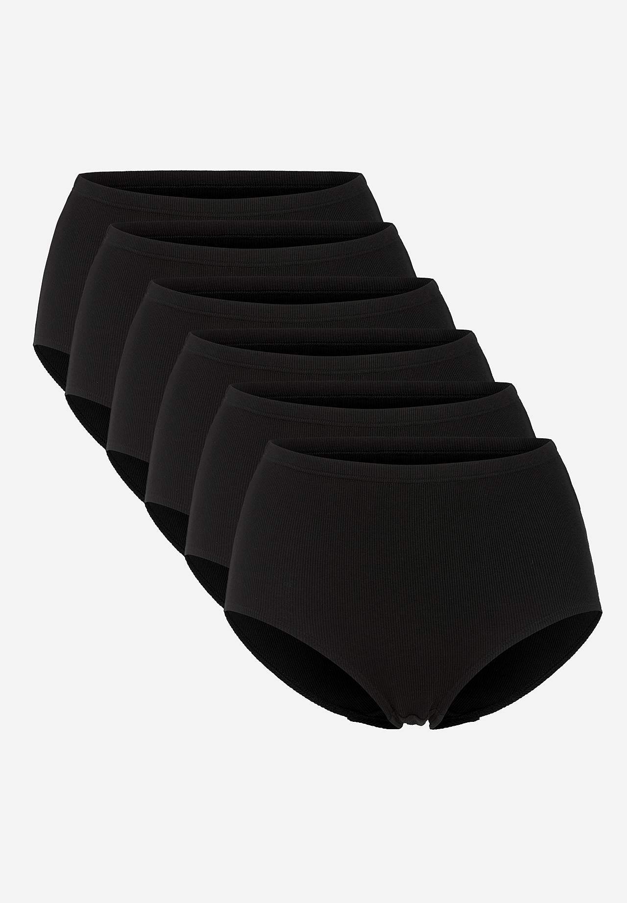 Ribbet dametruser i bomull 6-pack