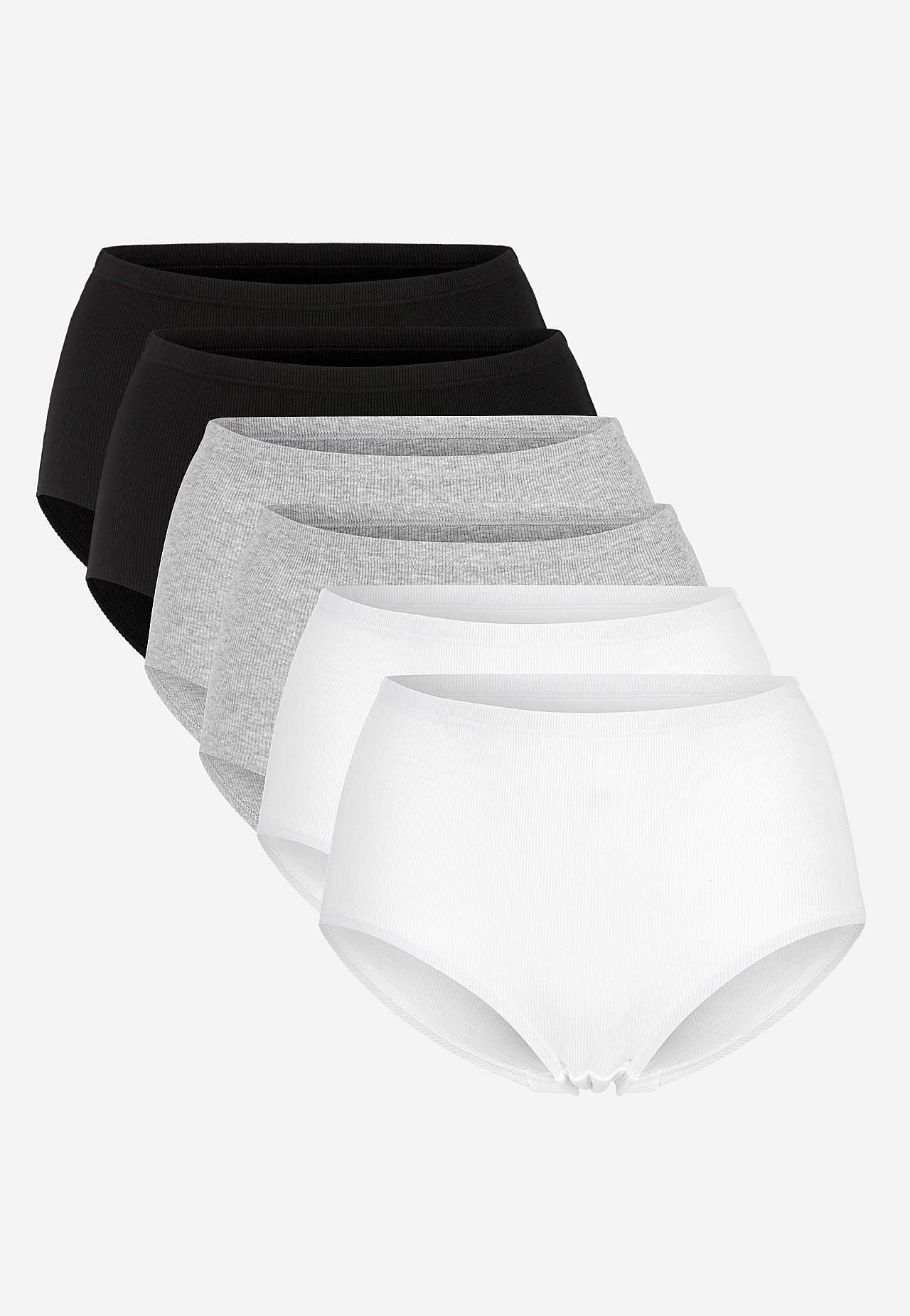Ribbet dametruser i bomull 6-pack