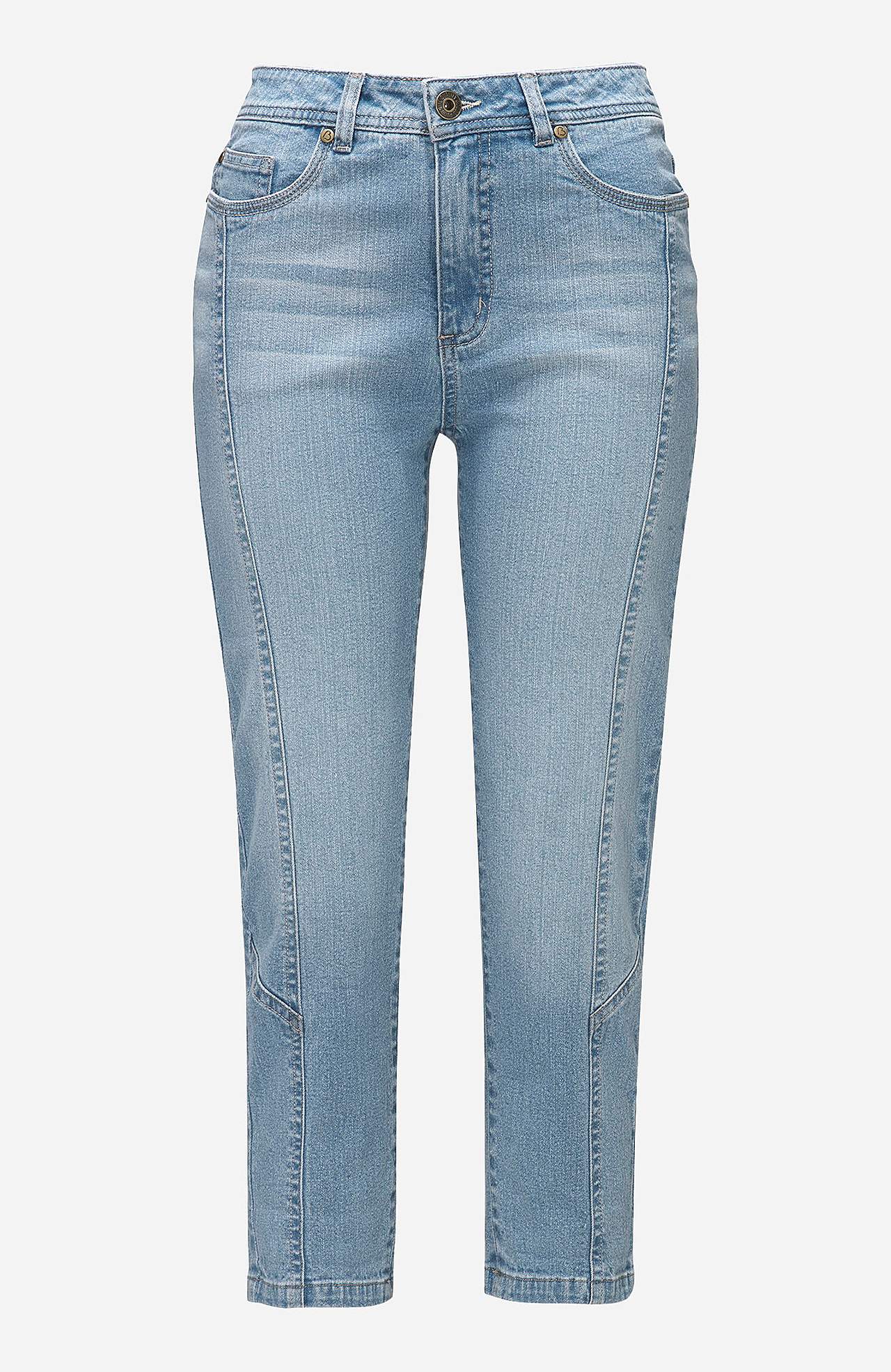 Caprijeans med design med fem lommer