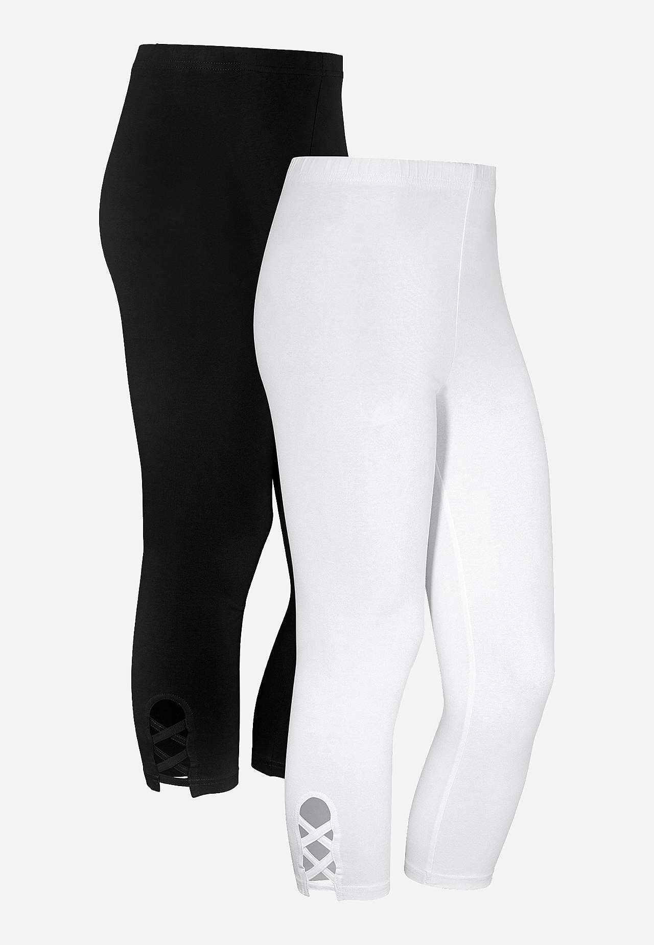 Caprileggings med fine detaljer 2-pack