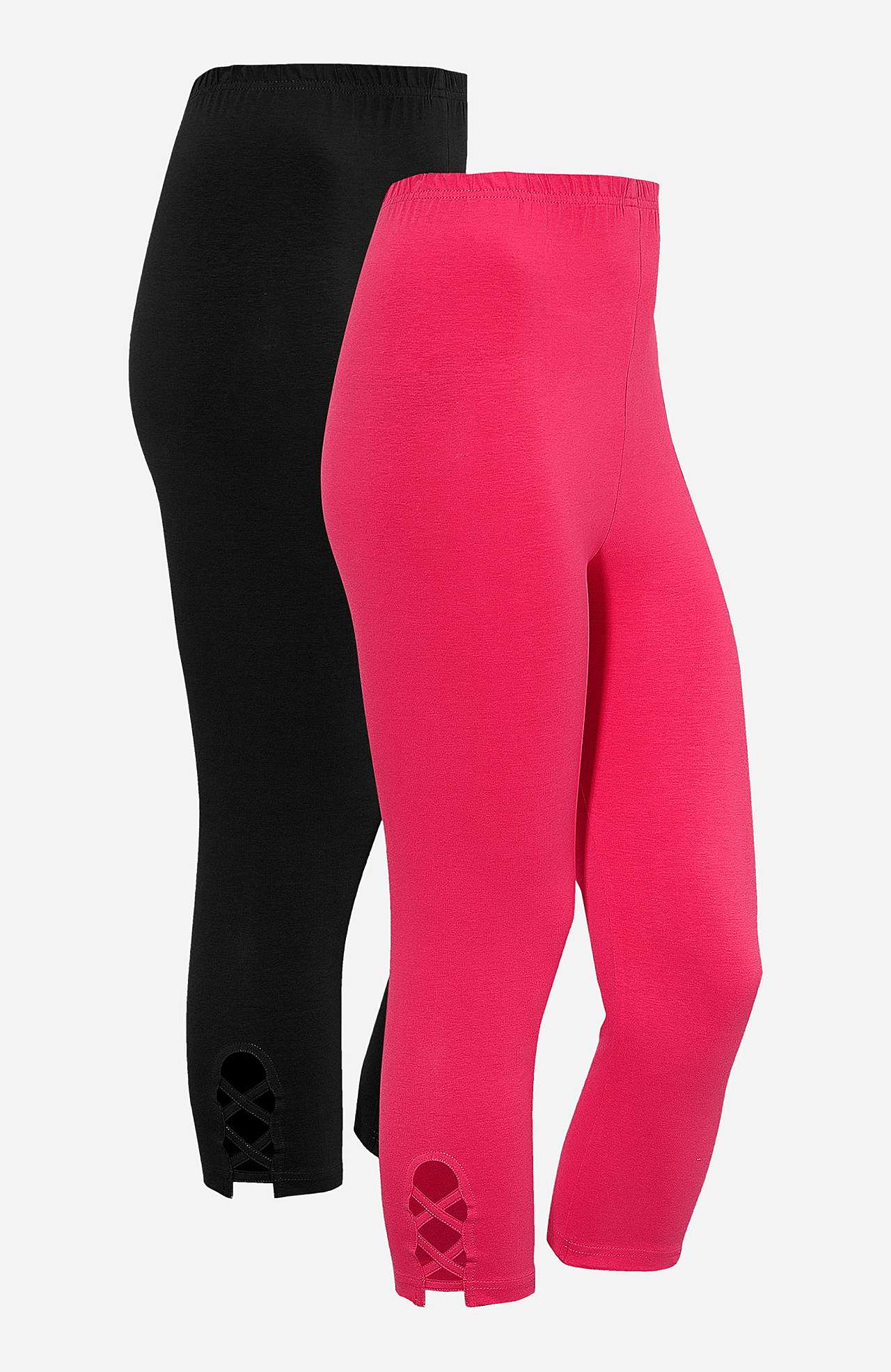 Caprileggings med fine detaljer 2-pack