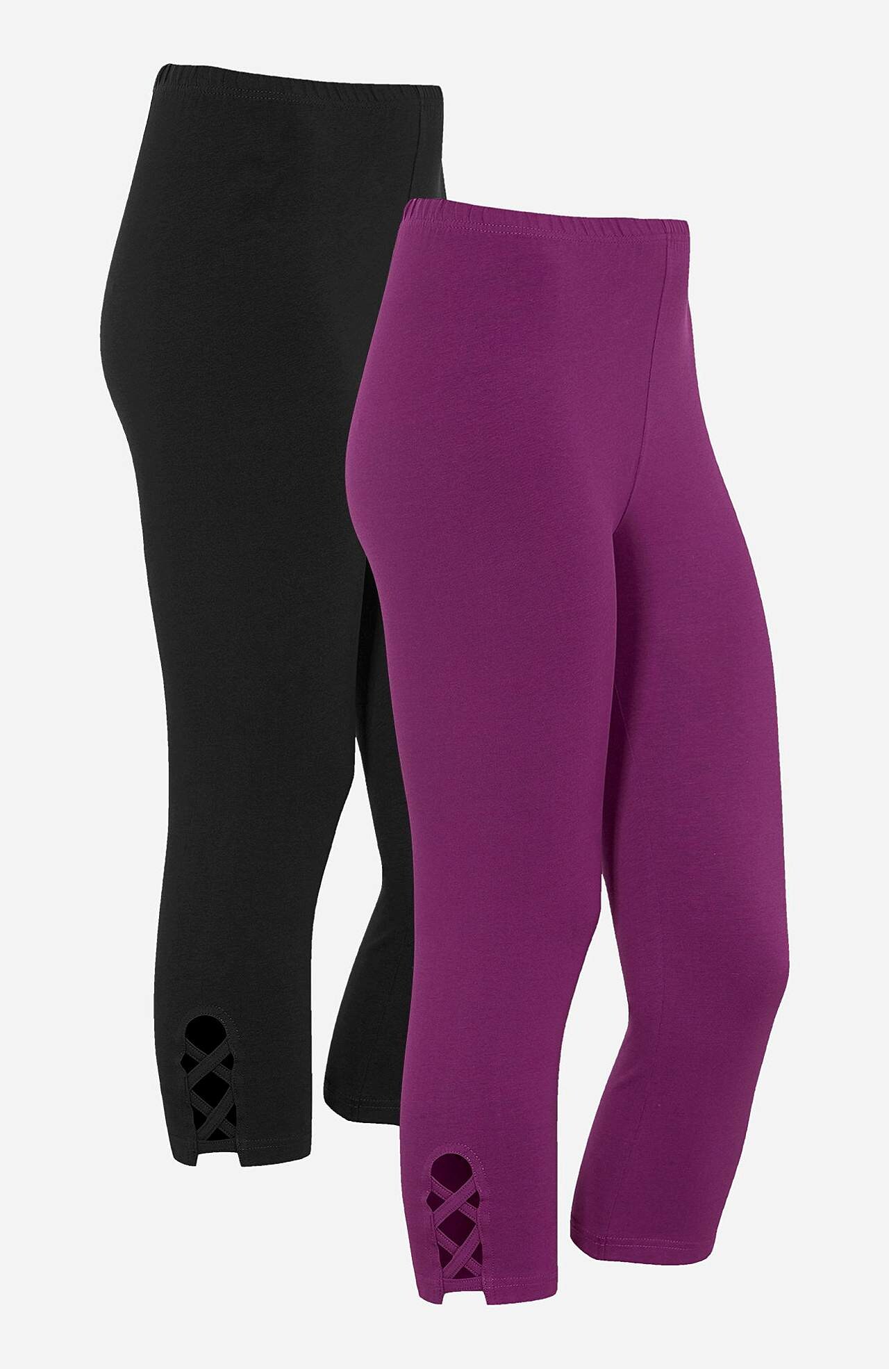 Caprileggings med fine detaljer 2-pack