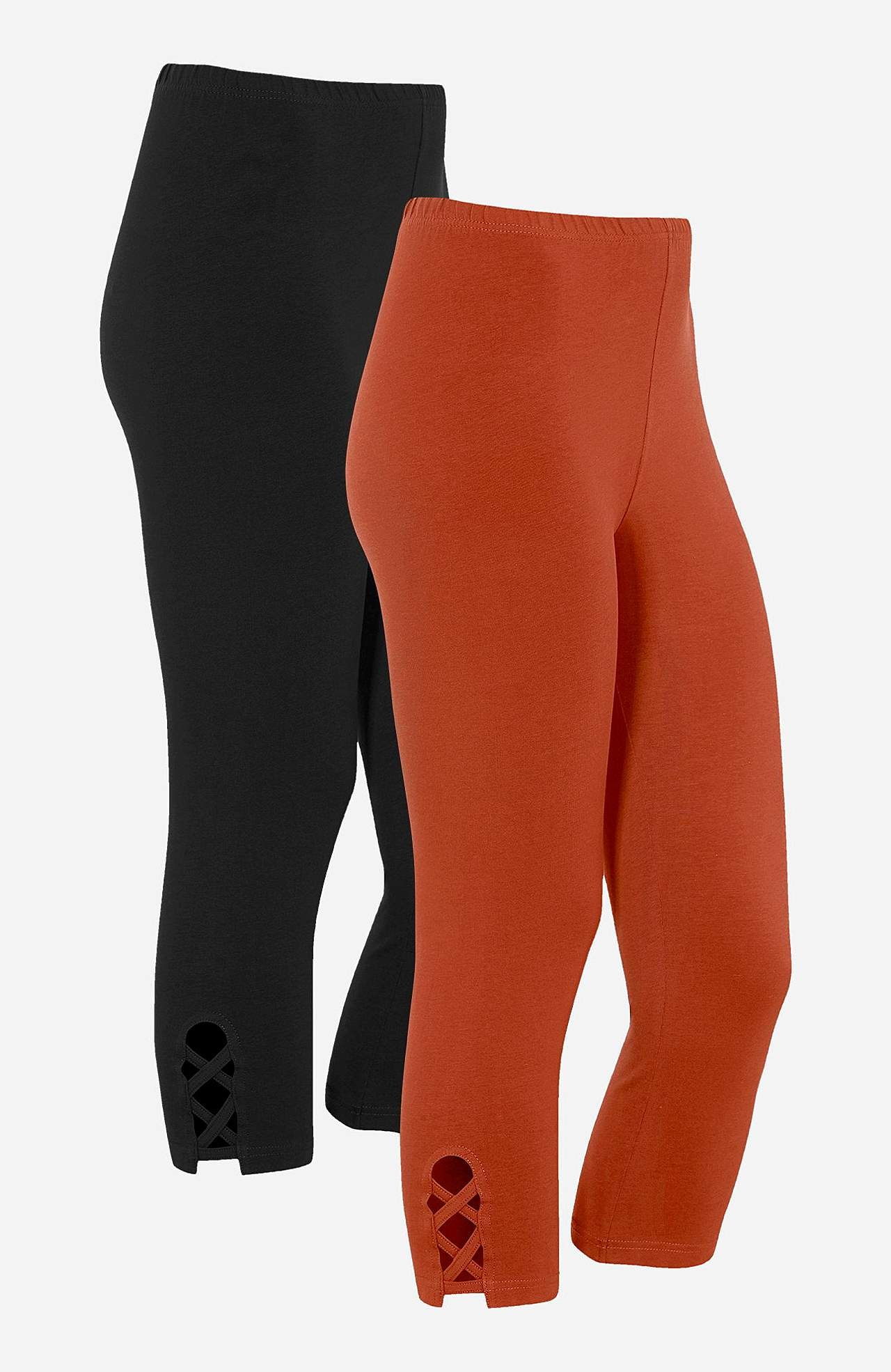 Caprileggings med fine detaljer 2-pack