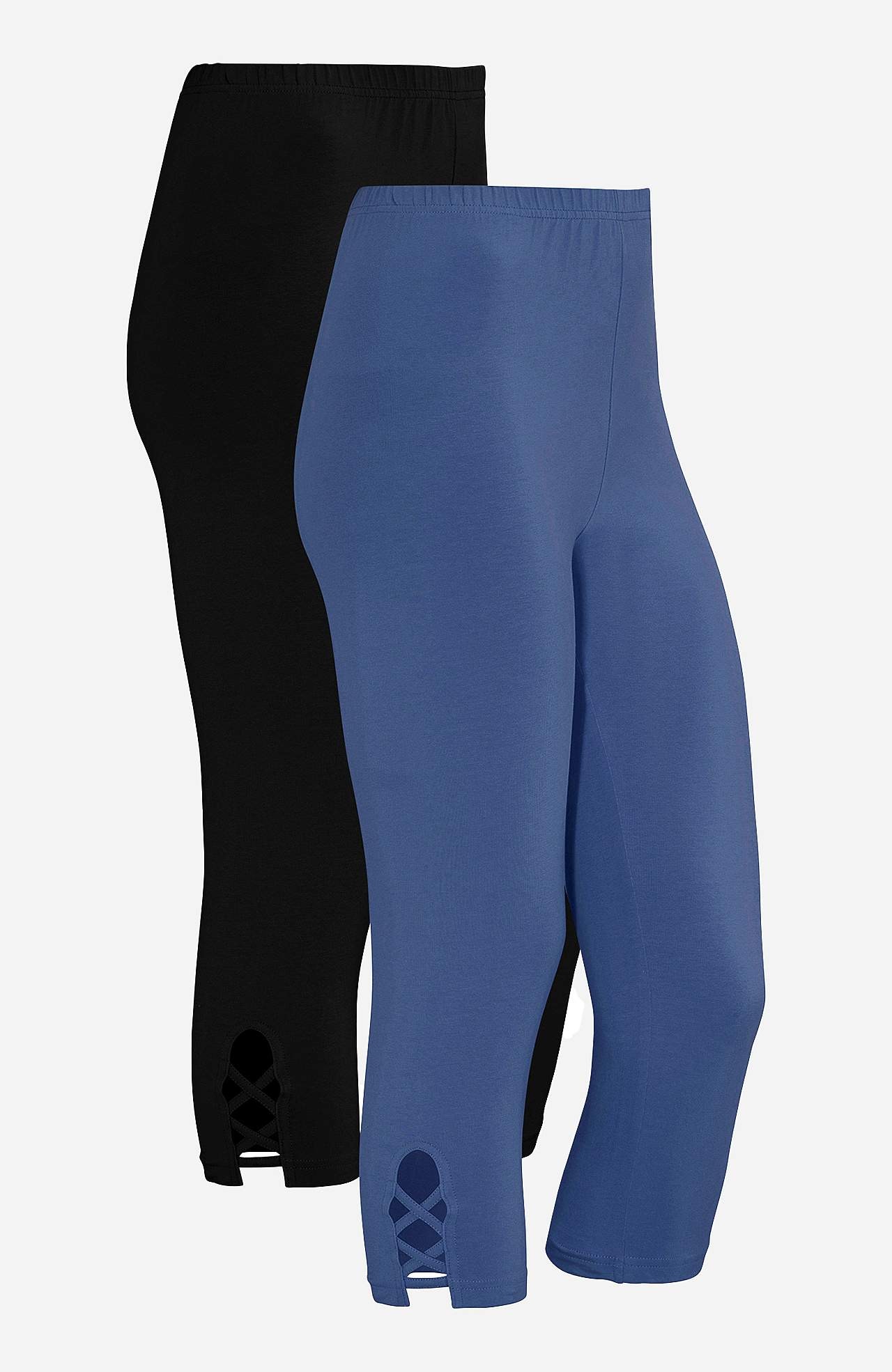 Caprileggings med fine detaljer 2-pack