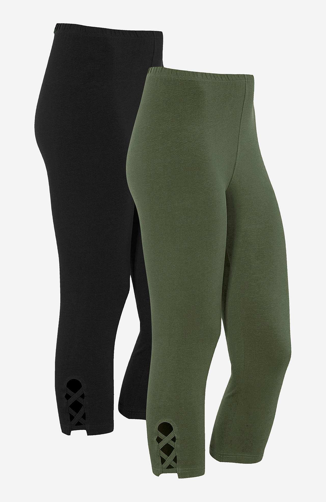 Caprileggings med fine detaljer 2-pack