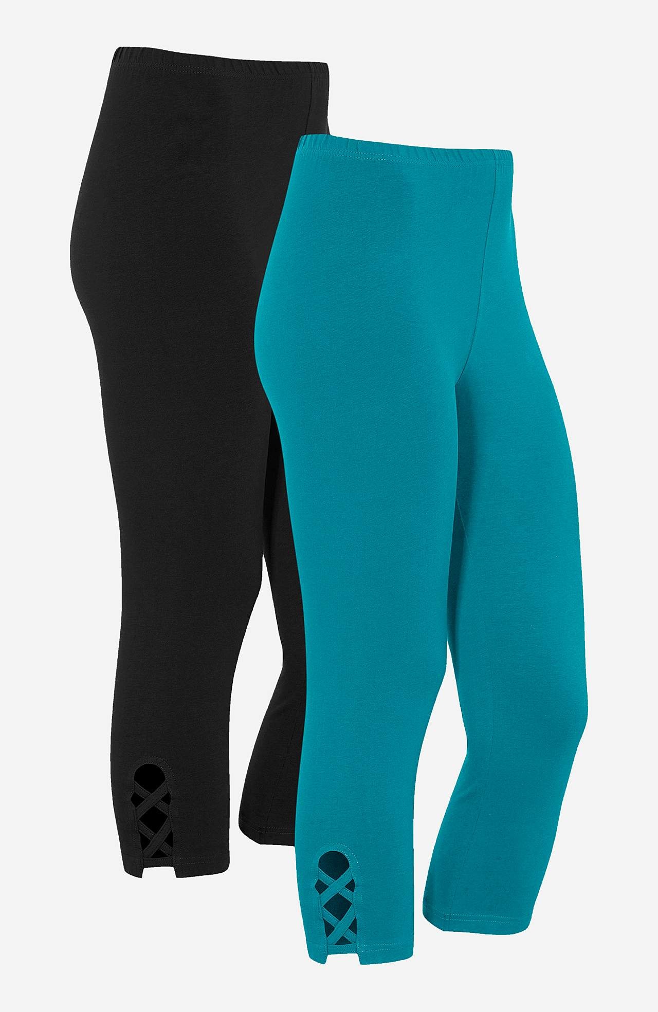 Caprileggings med fine detaljer 2-pack
