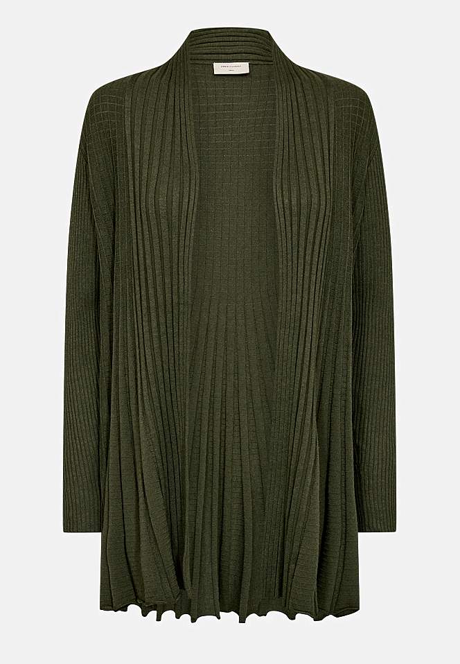 Lang, ribbet cardigan Claudisse