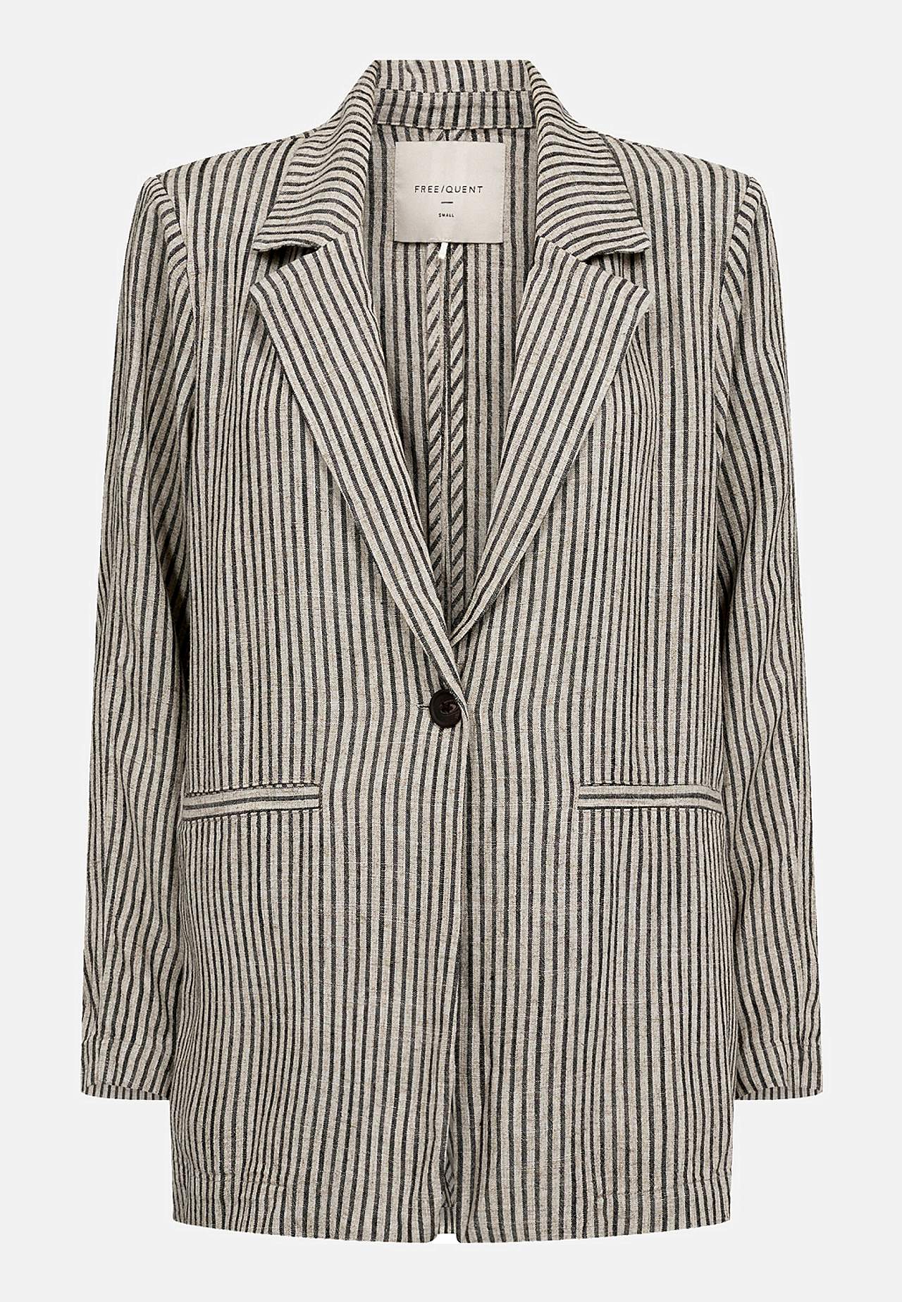 Stripete blazer i viskose- og linblanding