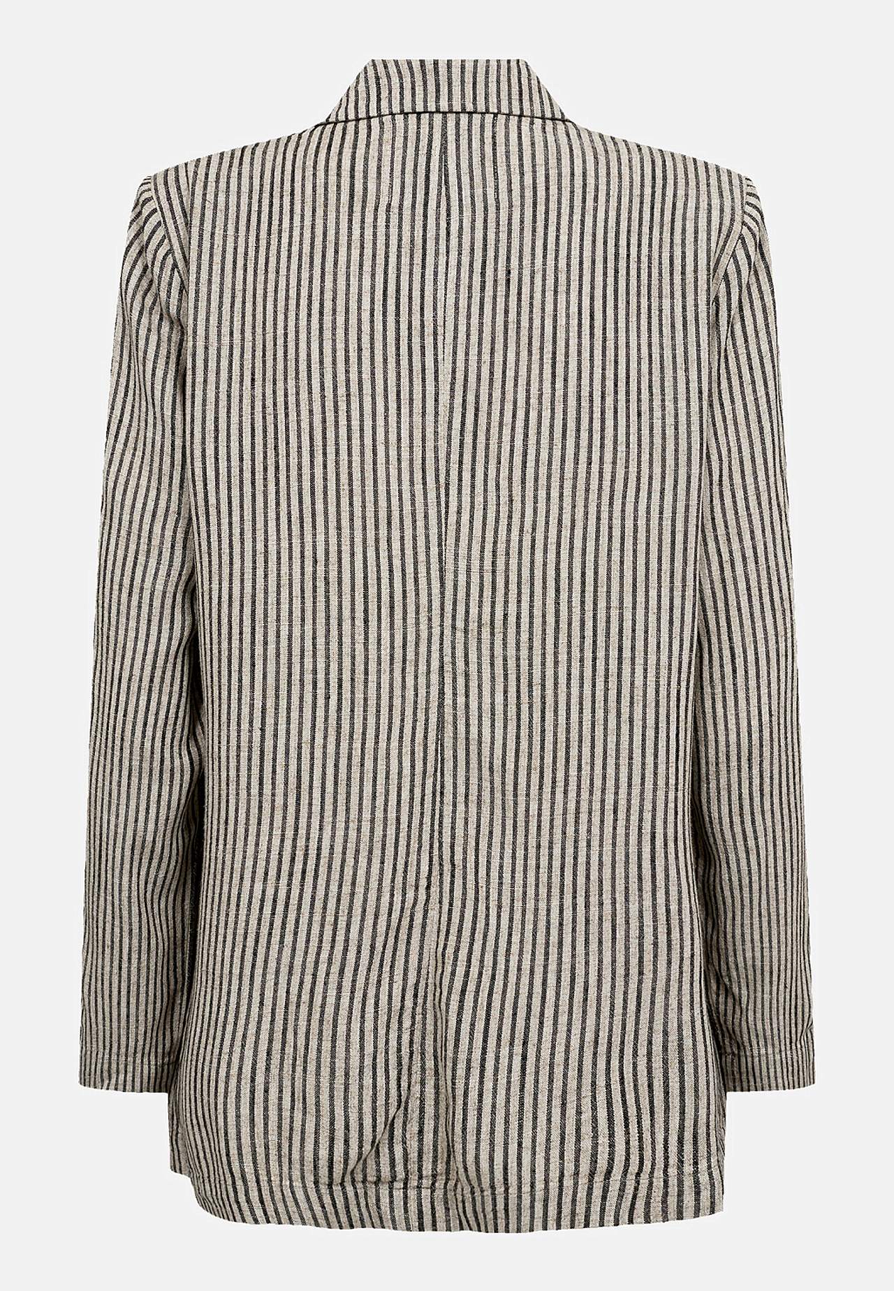 Stripete blazer i viskose- og linblanding