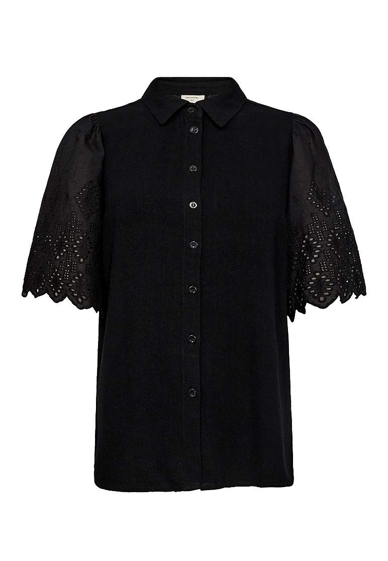 Bluse med hullmønstrede ermer Lara
