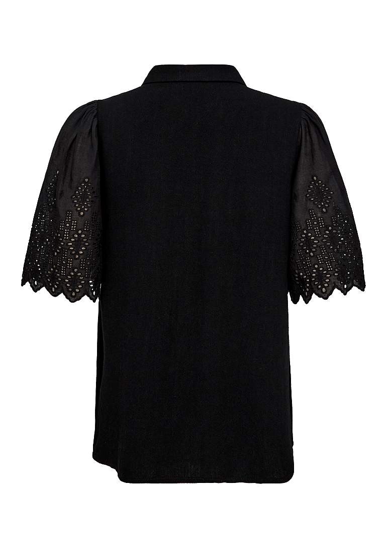 Bluse med hullmønstrede ermer Lara
