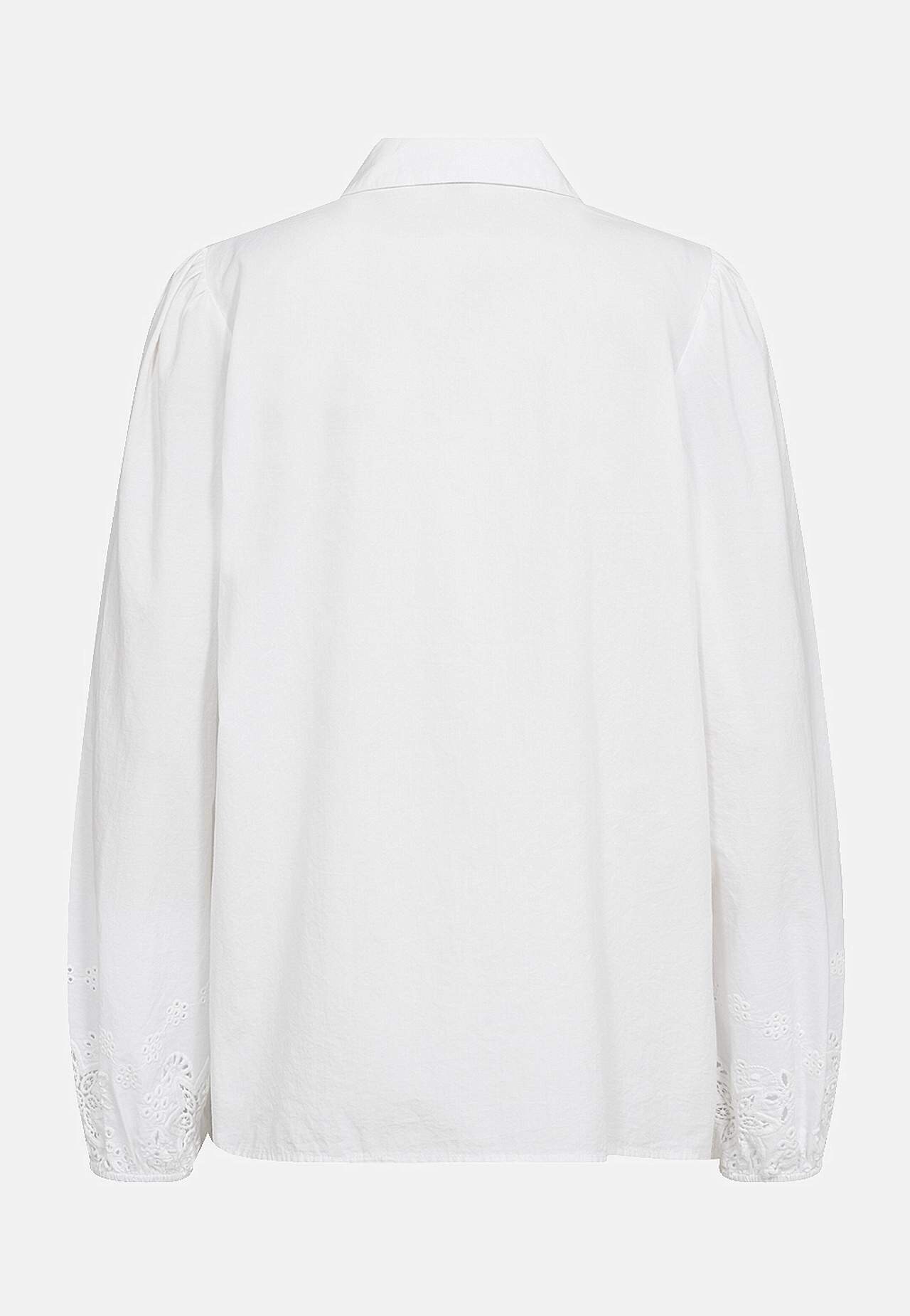 Bomullsbluse med broderi og hullsøm Milly