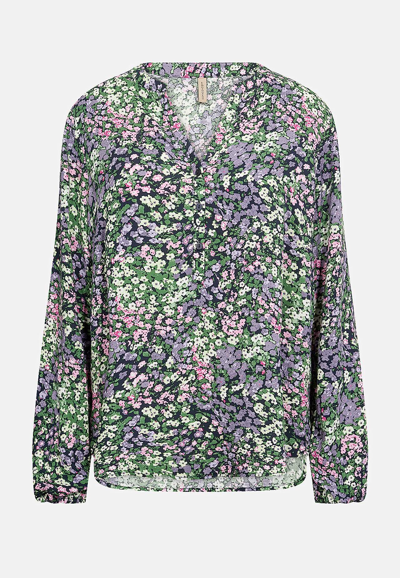 Viskosebluse med v-hals og knapper