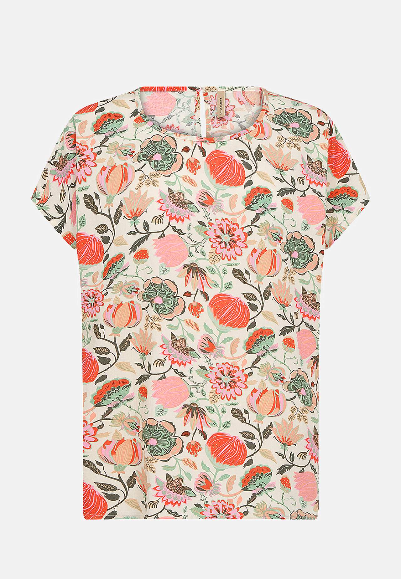 Bluse med kort erme og et blomstermønster